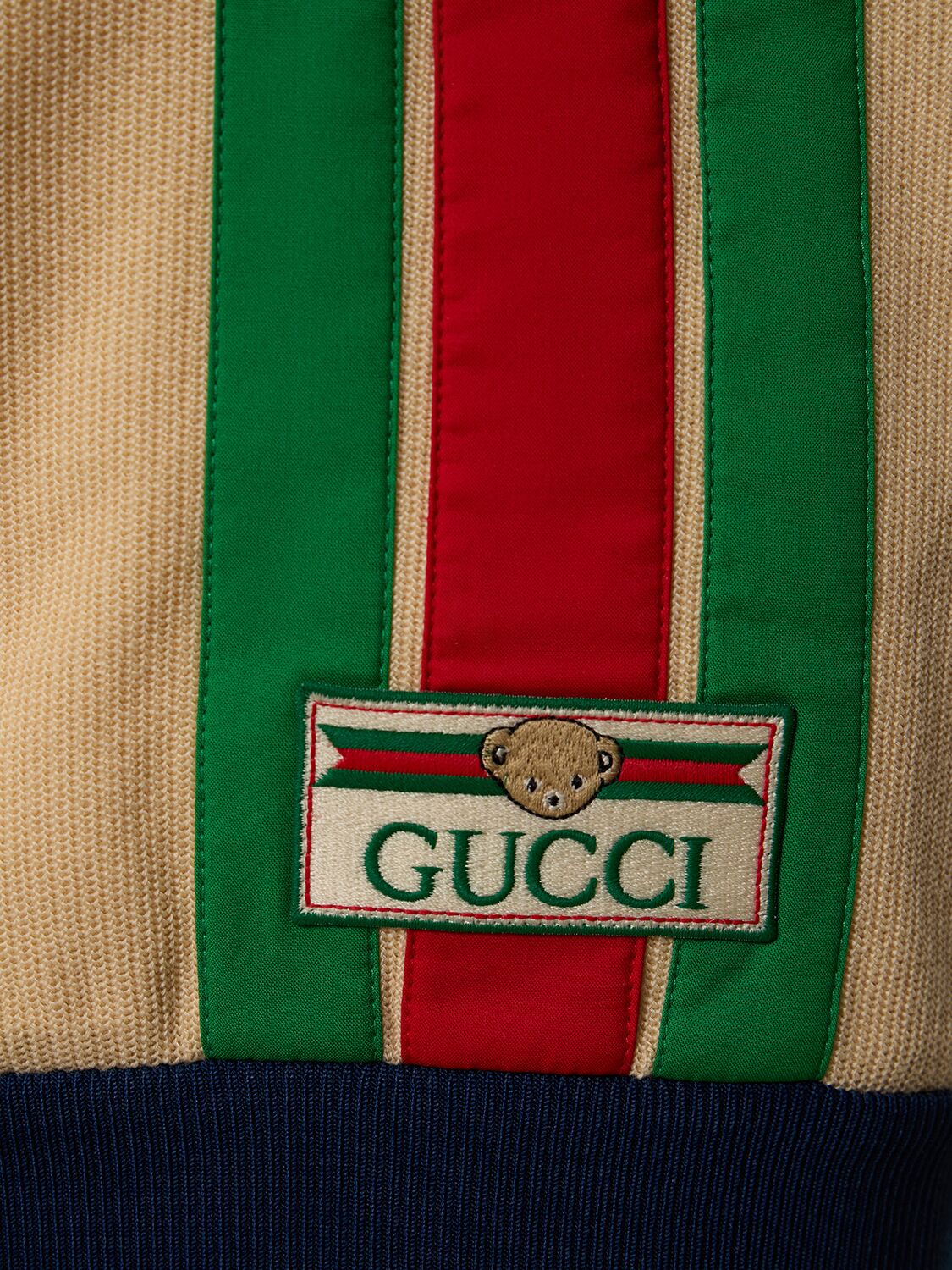 Shop Gucci Wool & Cotton Polo Shirt W/ Web Detail In Blue,multi