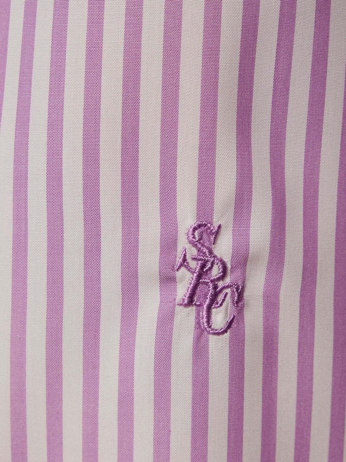 Shop Sporty And Rich Src Striped Tencel Shirt In Purple