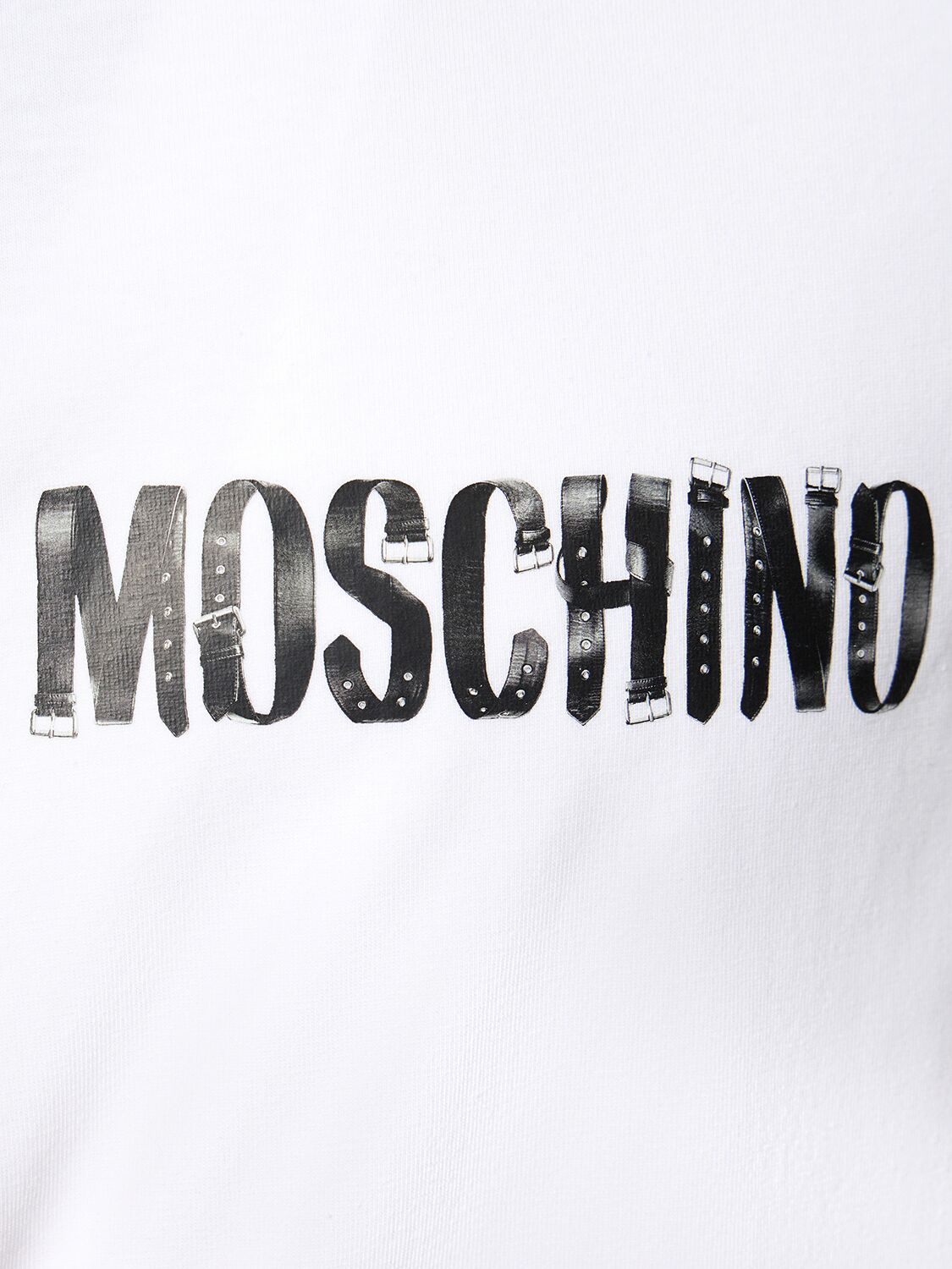 Shop Moschino Logo Print Organic Cotton T-shirt In White