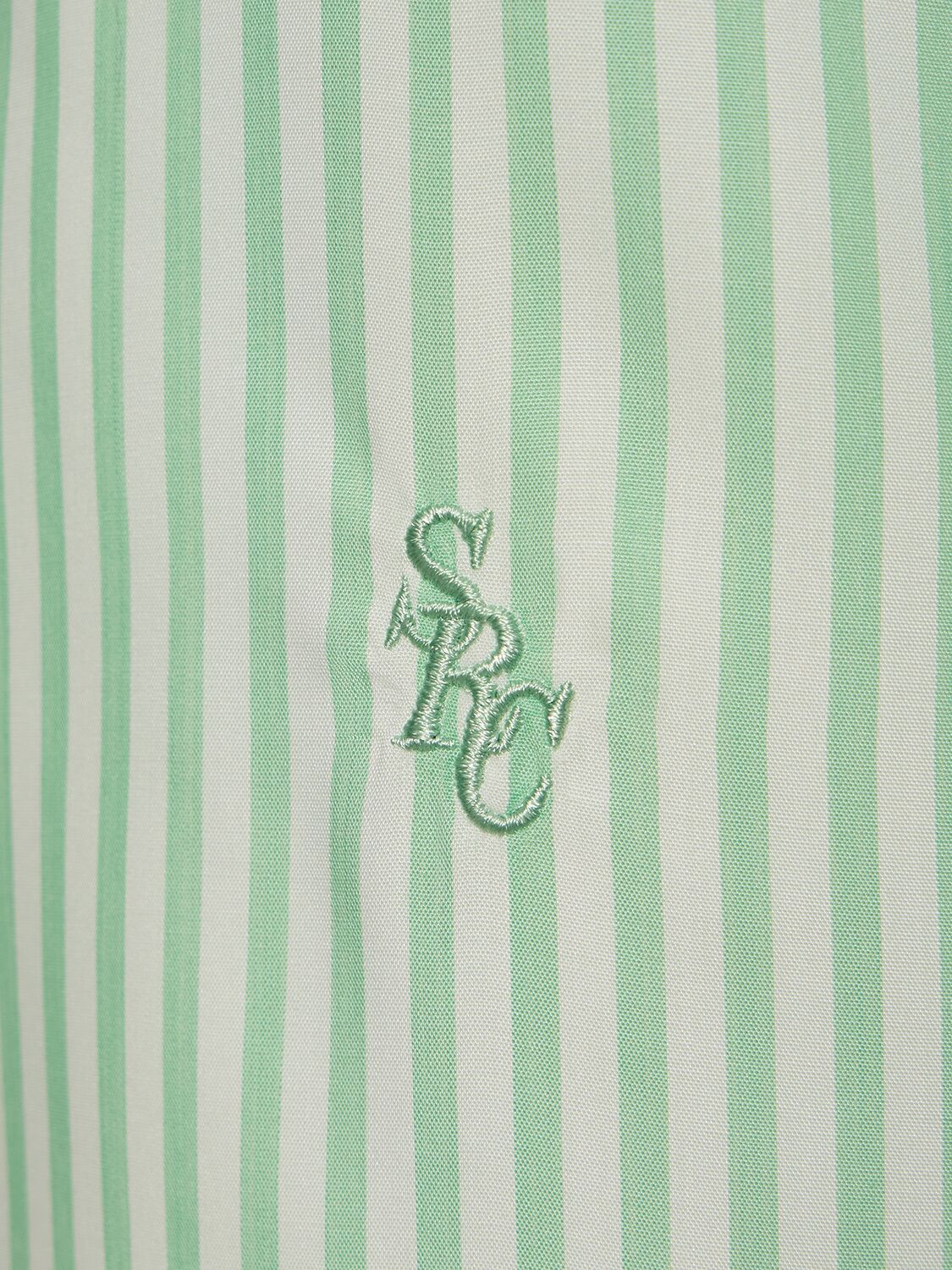 Shop Sporty And Rich Src Striped Tencel Shirt In Green