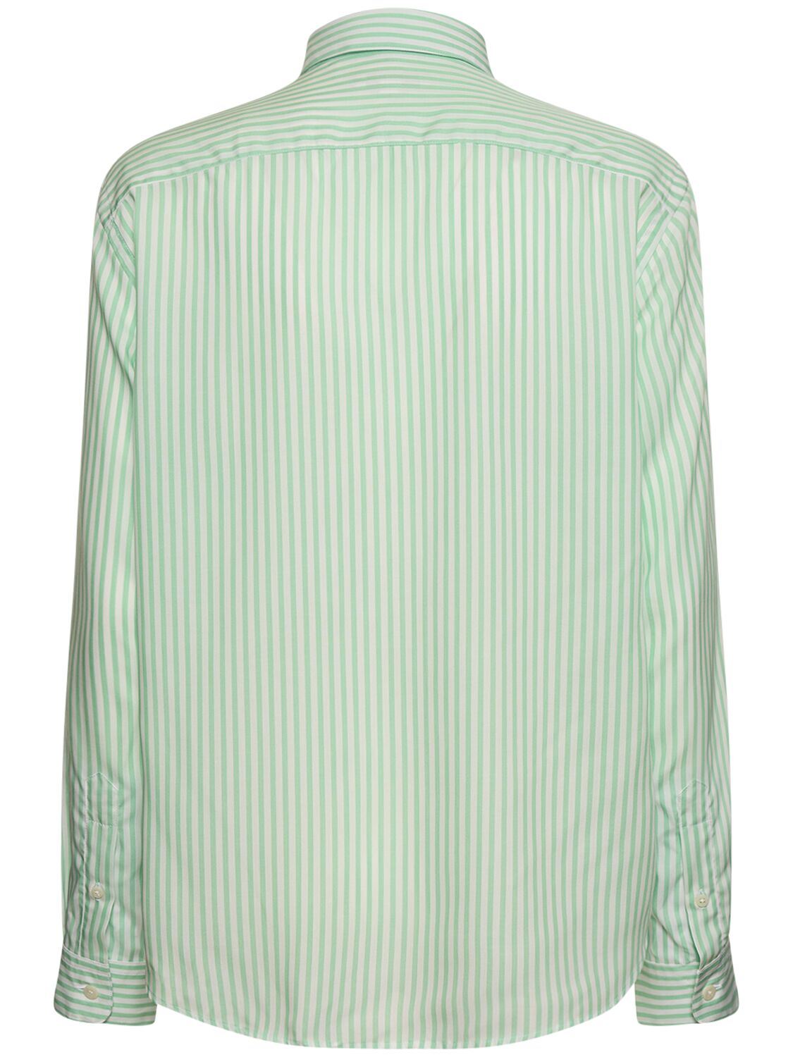 Shop Sporty And Rich Src Striped Tencel Shirt In Green