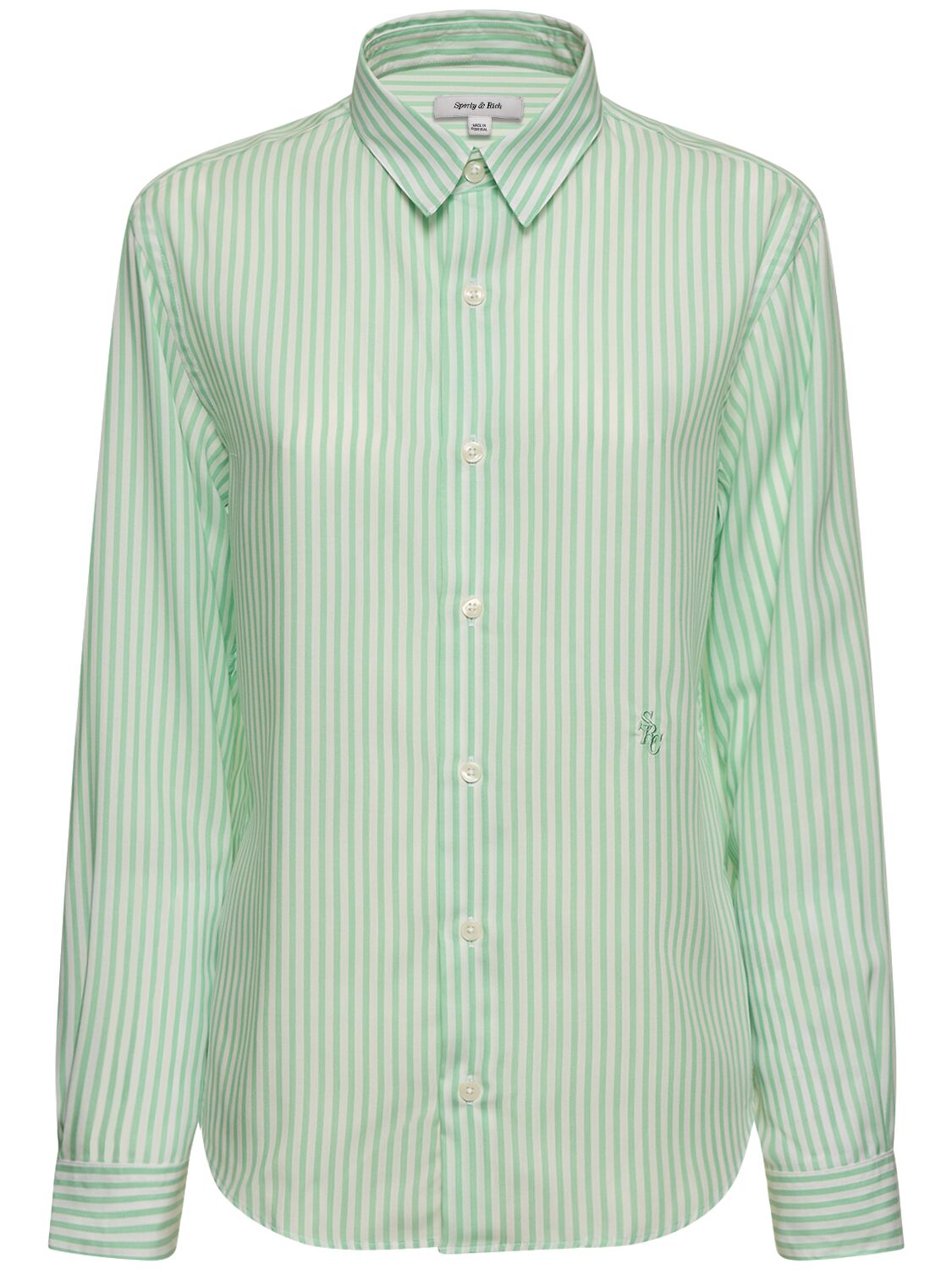 Sporty And Rich Src Striped Tencel Shirt In Green