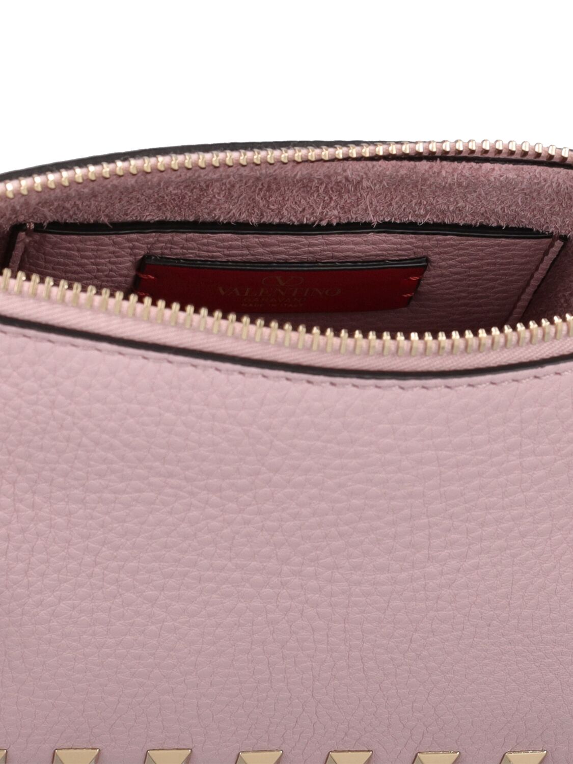 Shop Valentino Small Rockstud Leather Shoulder Bag In Water Lilac