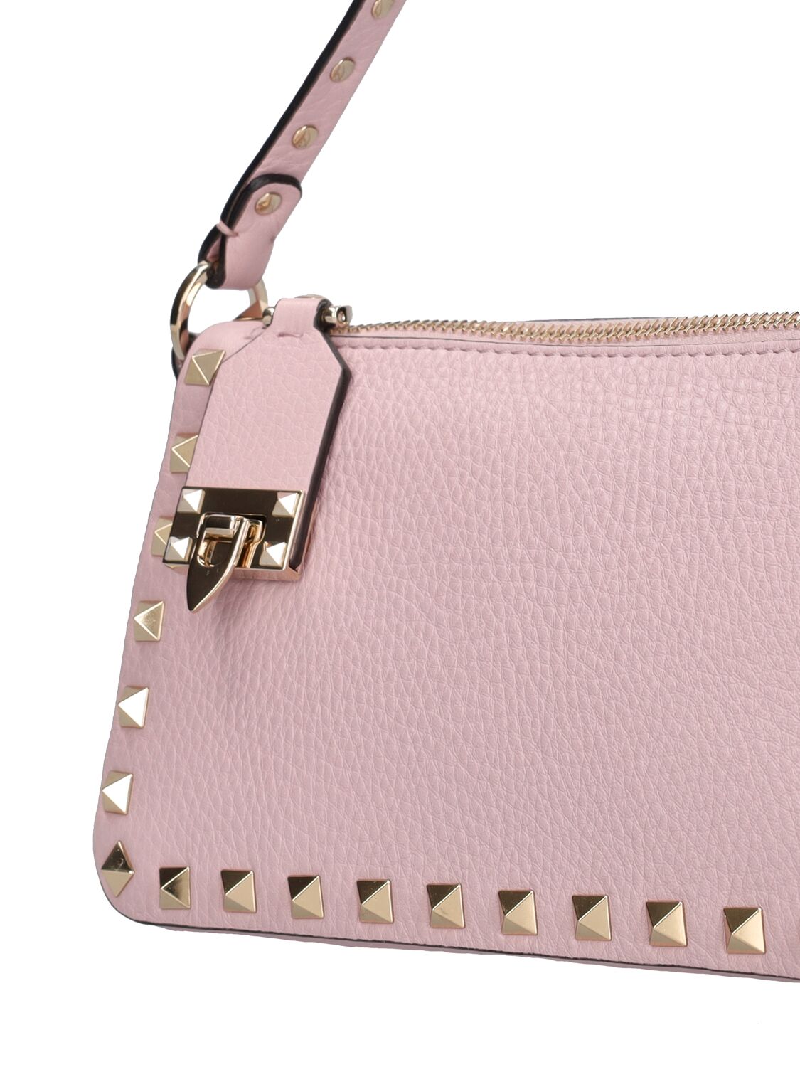 Shop Valentino Small Rockstud Leather Shoulder Bag In Water Lilac