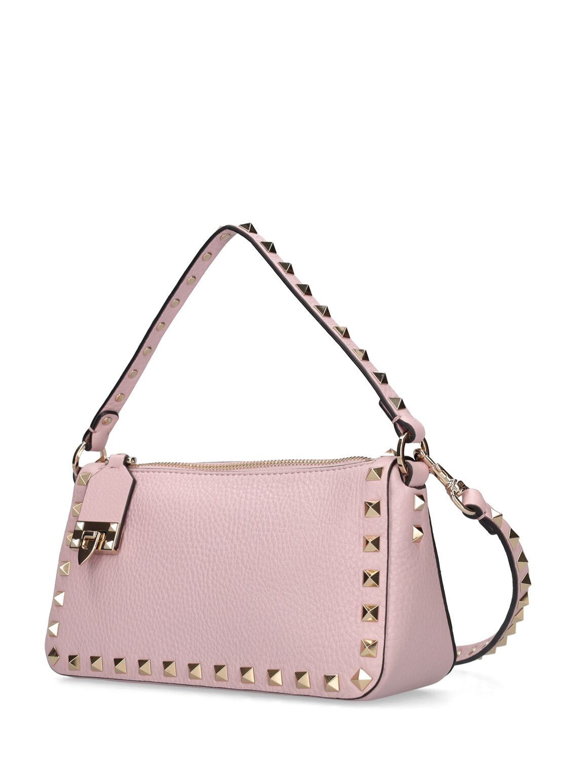 Shop Valentino Small Rockstud Leather Shoulder Bag In Water Lilac