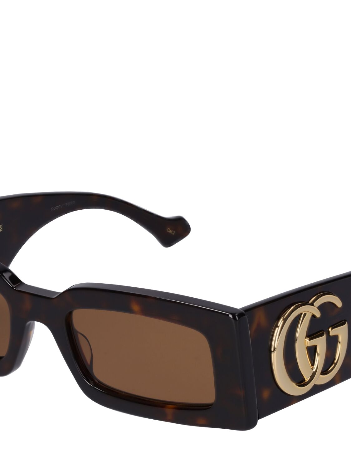 Shop Gucci Gg1425s Rectangular Acetate Sunglasses In Havana