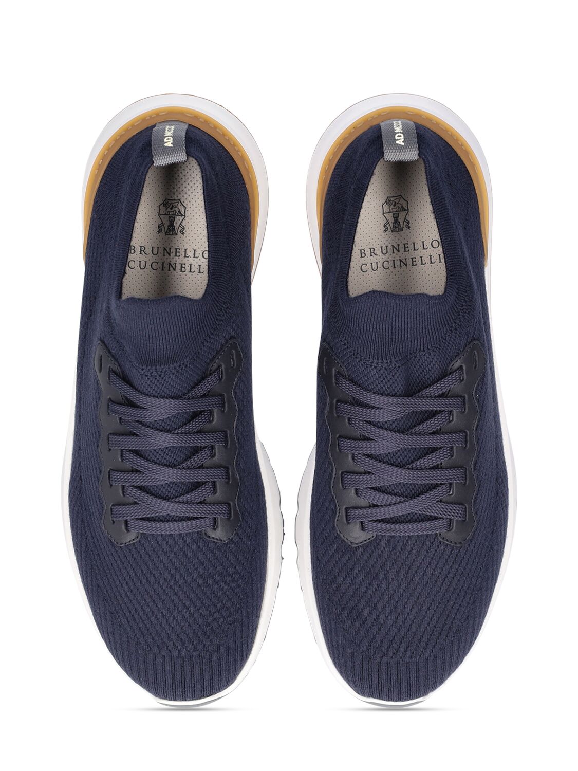 Shop Brunello Cucinelli Wool Knit Low Top Sneakers In Blue