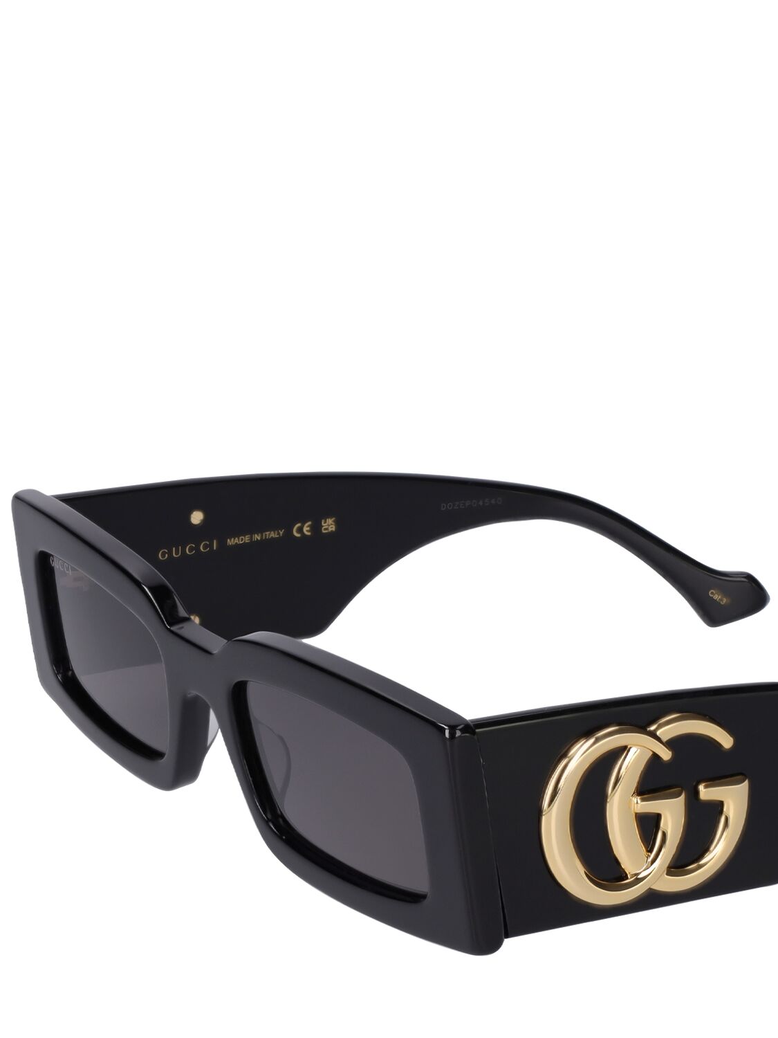Shop Gucci Gg1425s Rectangular Acetate Sunglasses In Black