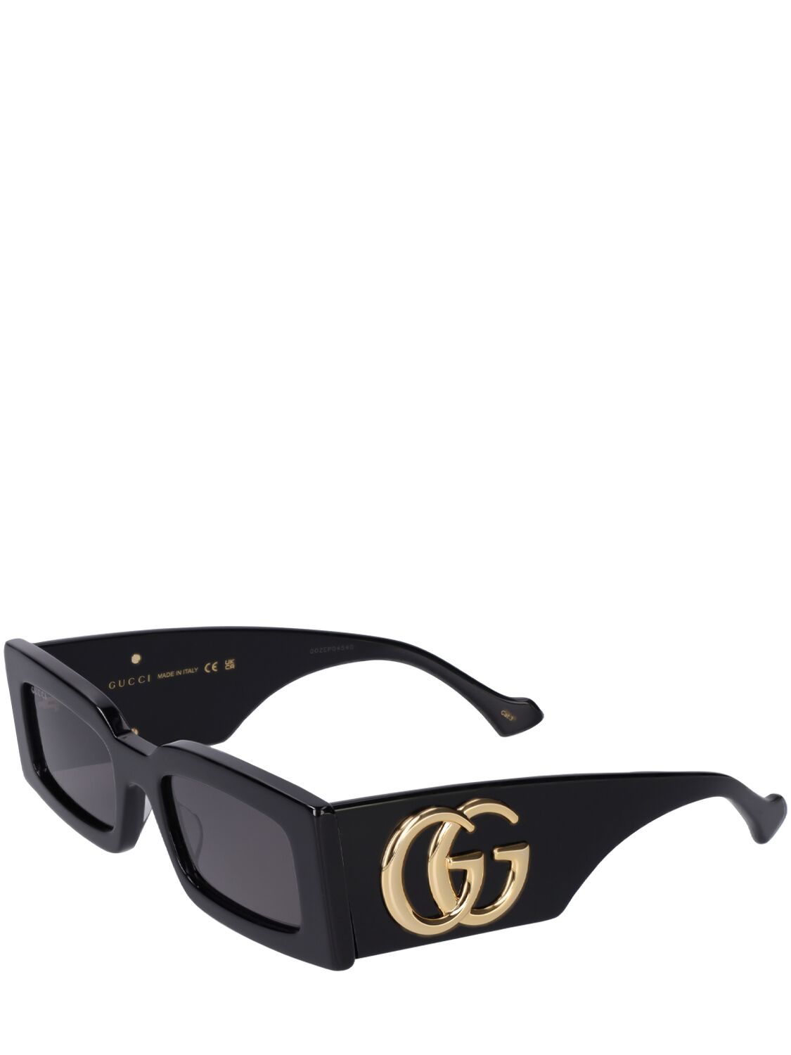 Shop Gucci Gg1425s Rectangular Acetate Sunglasses In Black