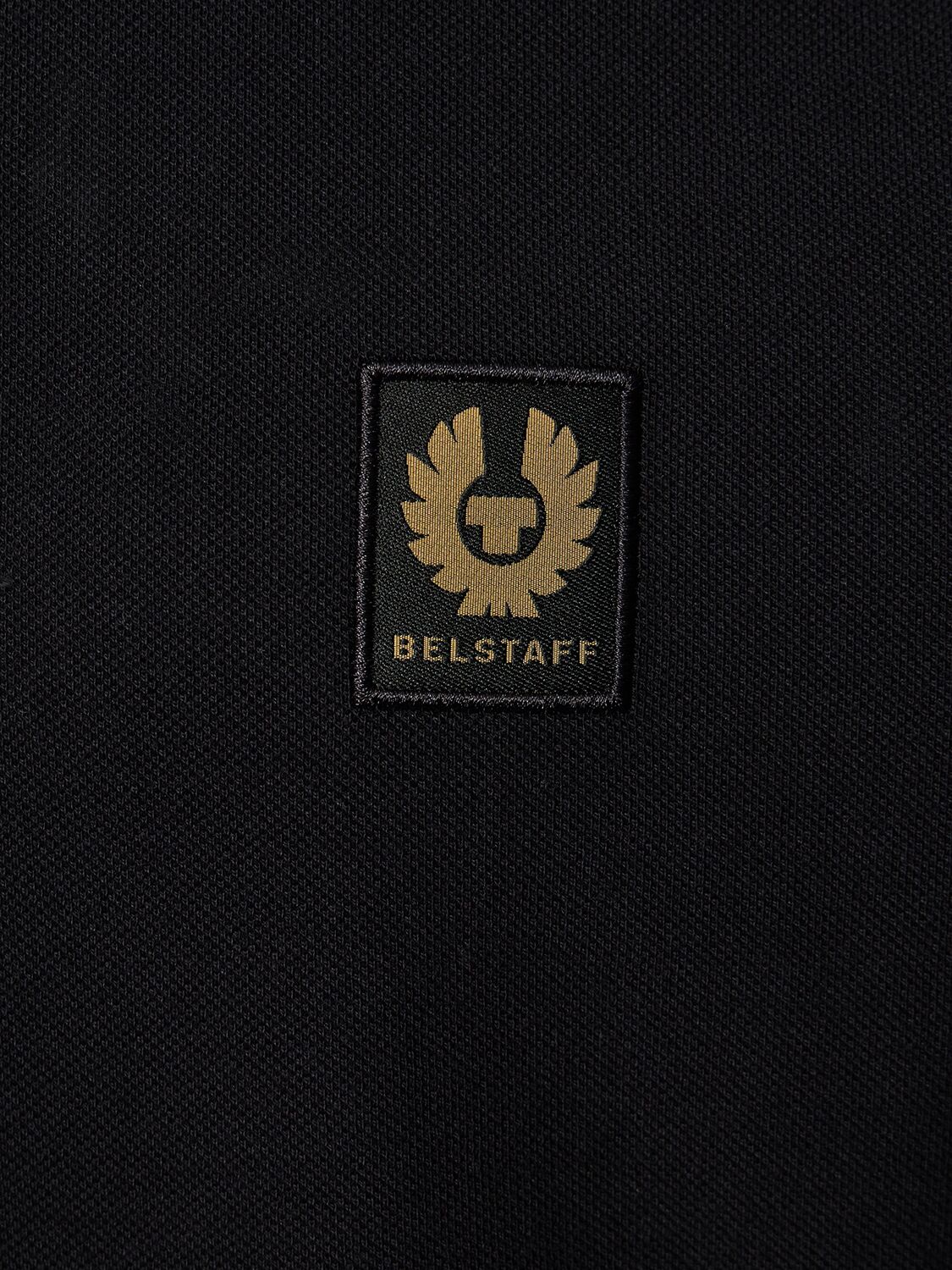 Shop Belstaff Logo Cotton Piquet Polo In Navy