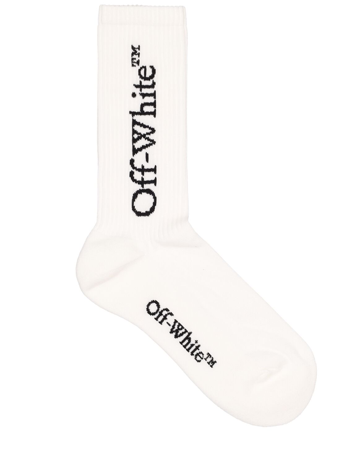 Off-white Big Logo Cotton Blend Mid Length Socks In White