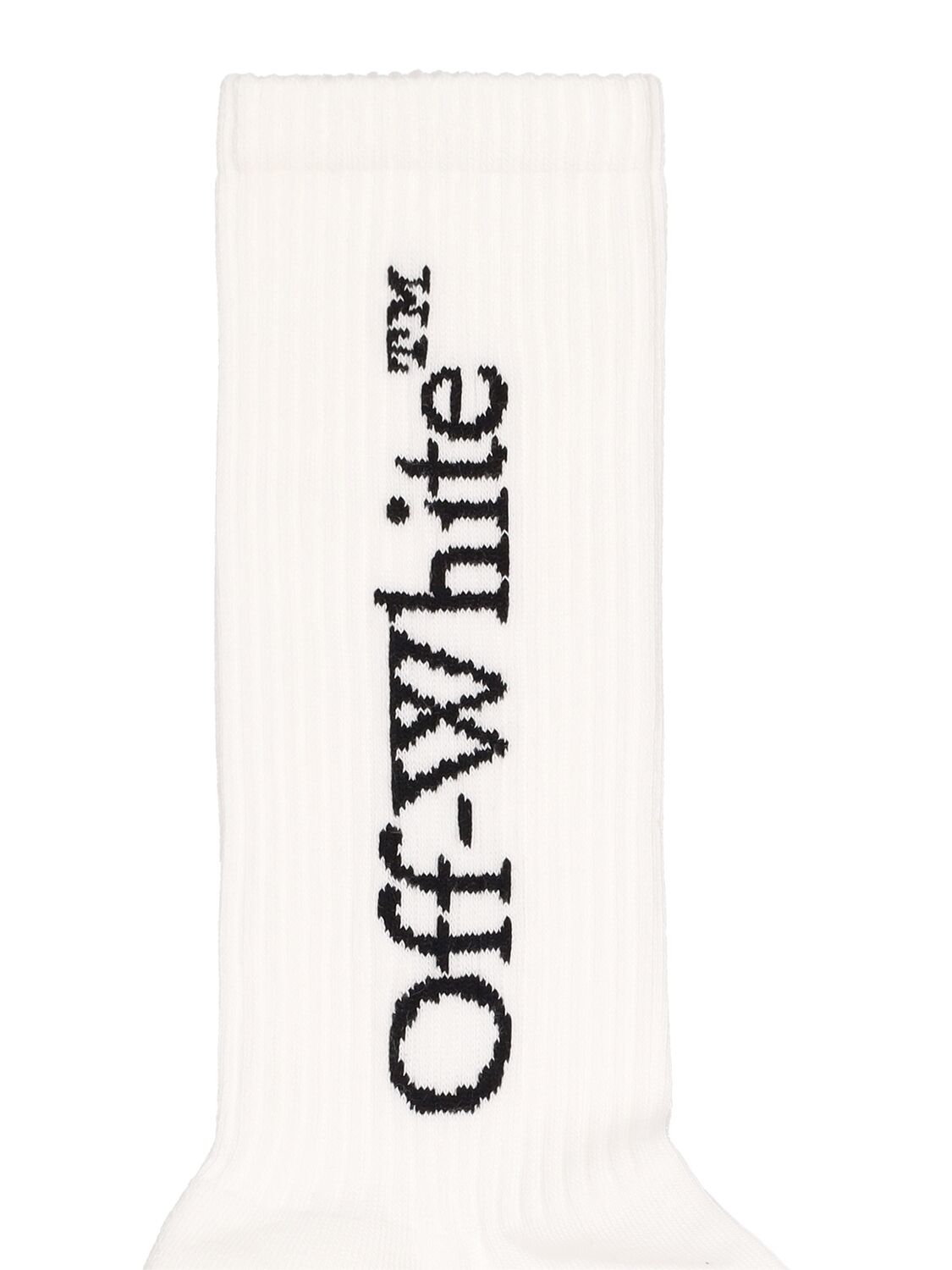 Shop Off-white Big Logo Cotton Blend Mid Length Socks In White