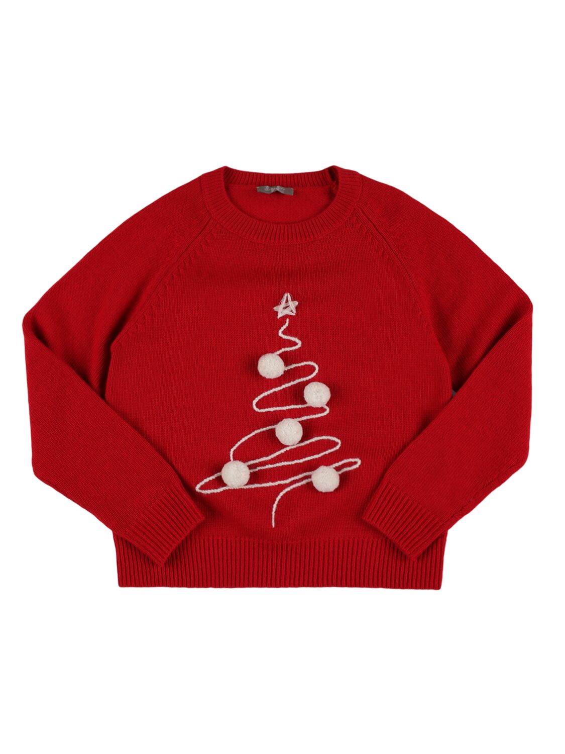 Il Gufo Kids' Tree Wool Sweater In Red