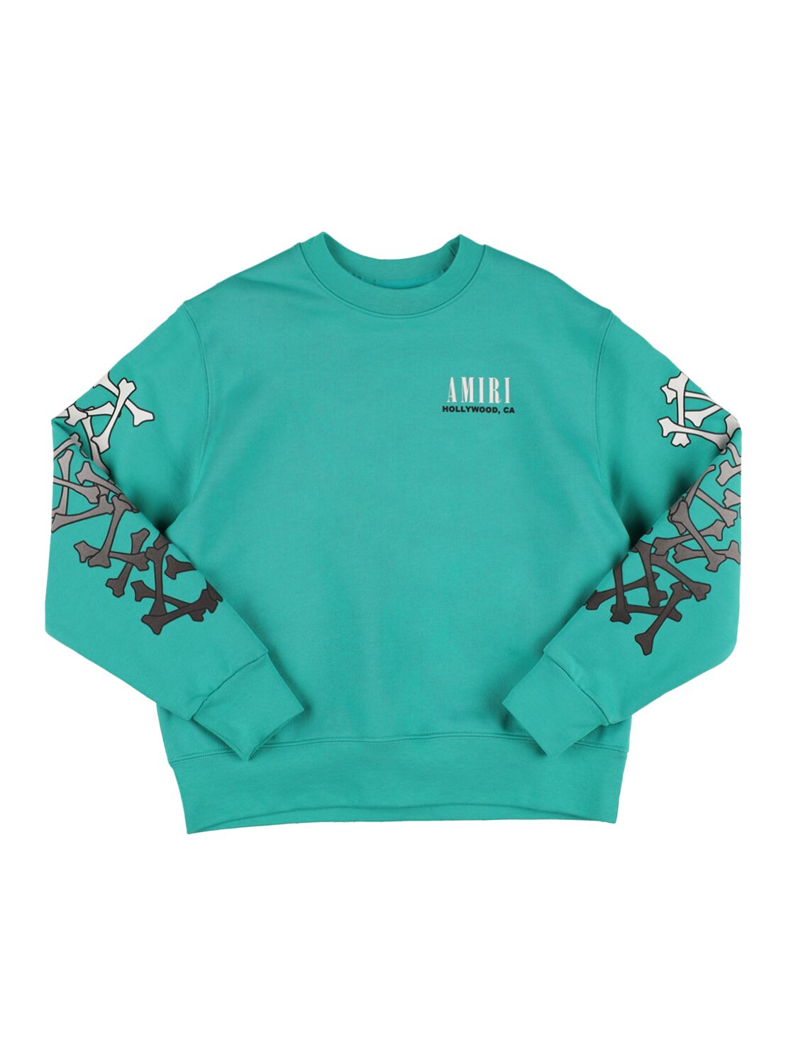 Amiri Kids' Logo Print Cotton Sweatshirt In Turquoise