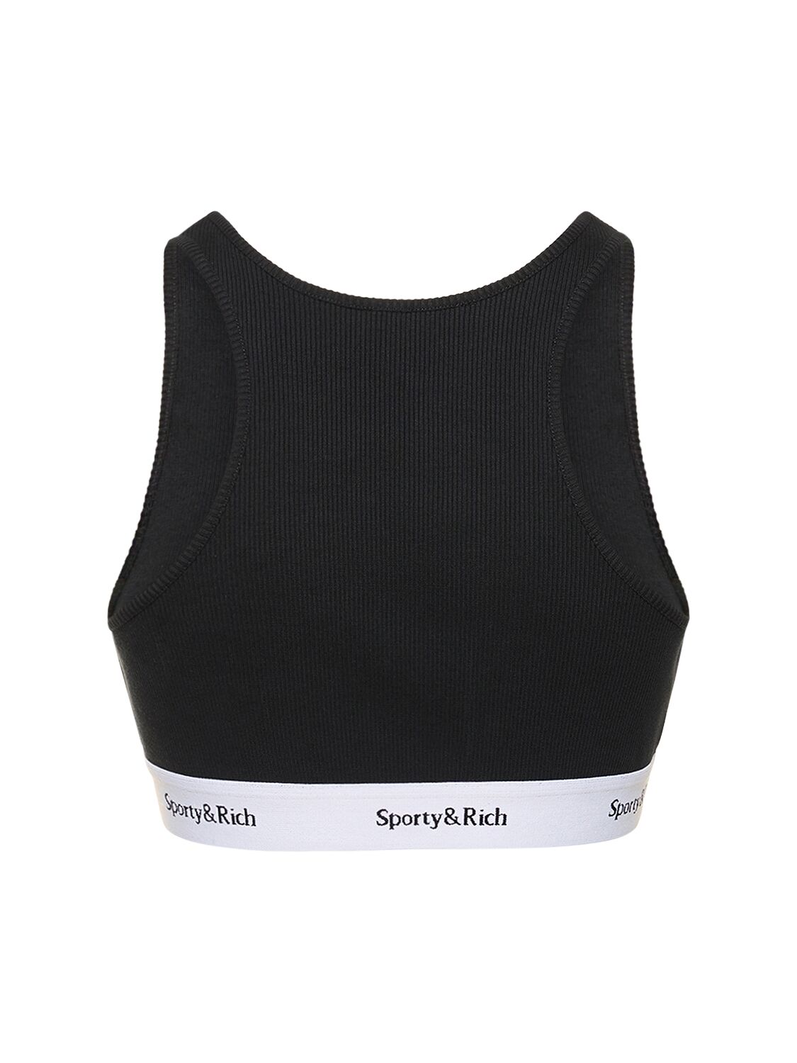 Shop Sporty And Rich Serif Logo Cropped Tank Top In Black
