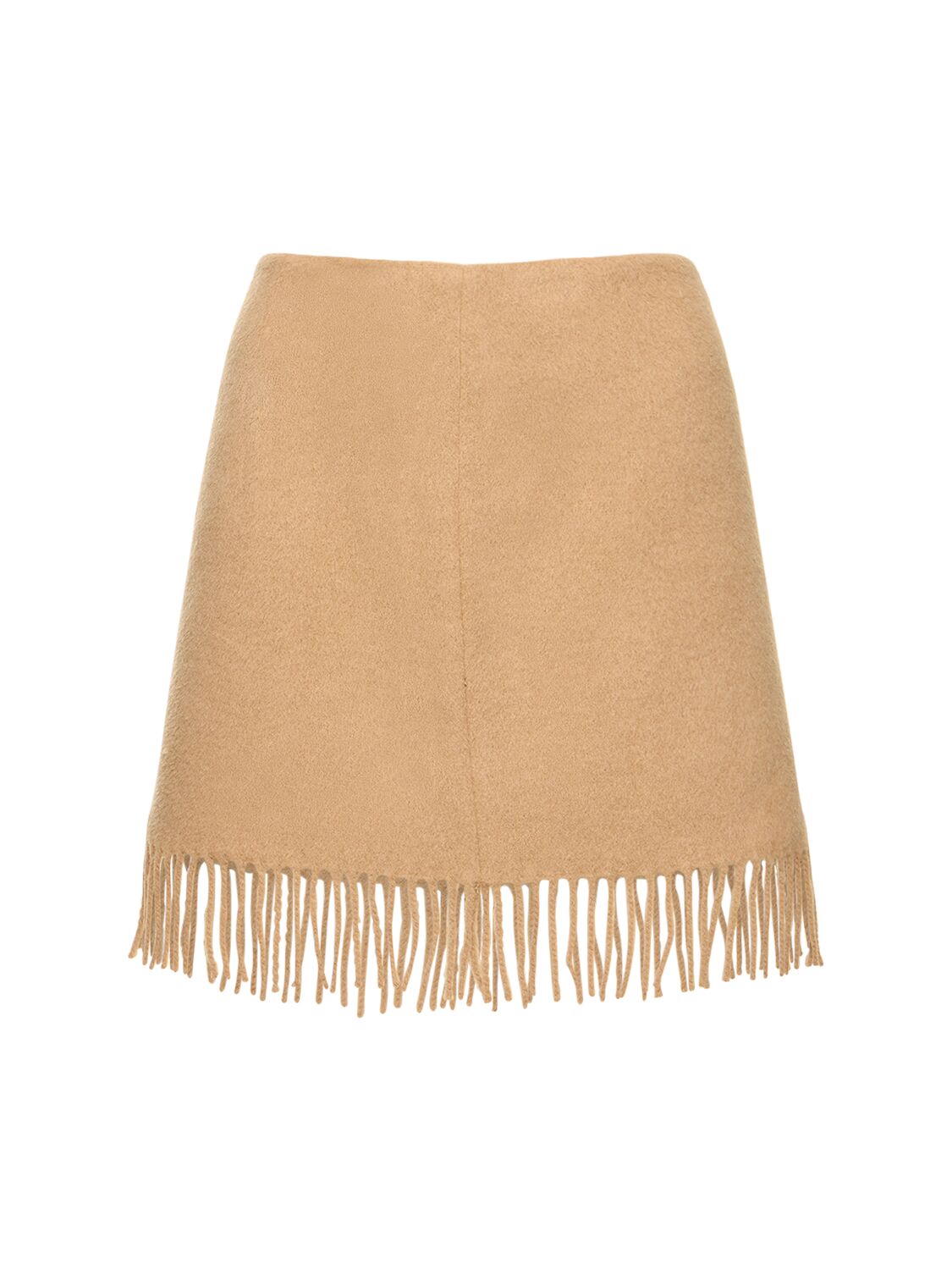 Image of Bruxelles Fringed Wool Mini Skirt