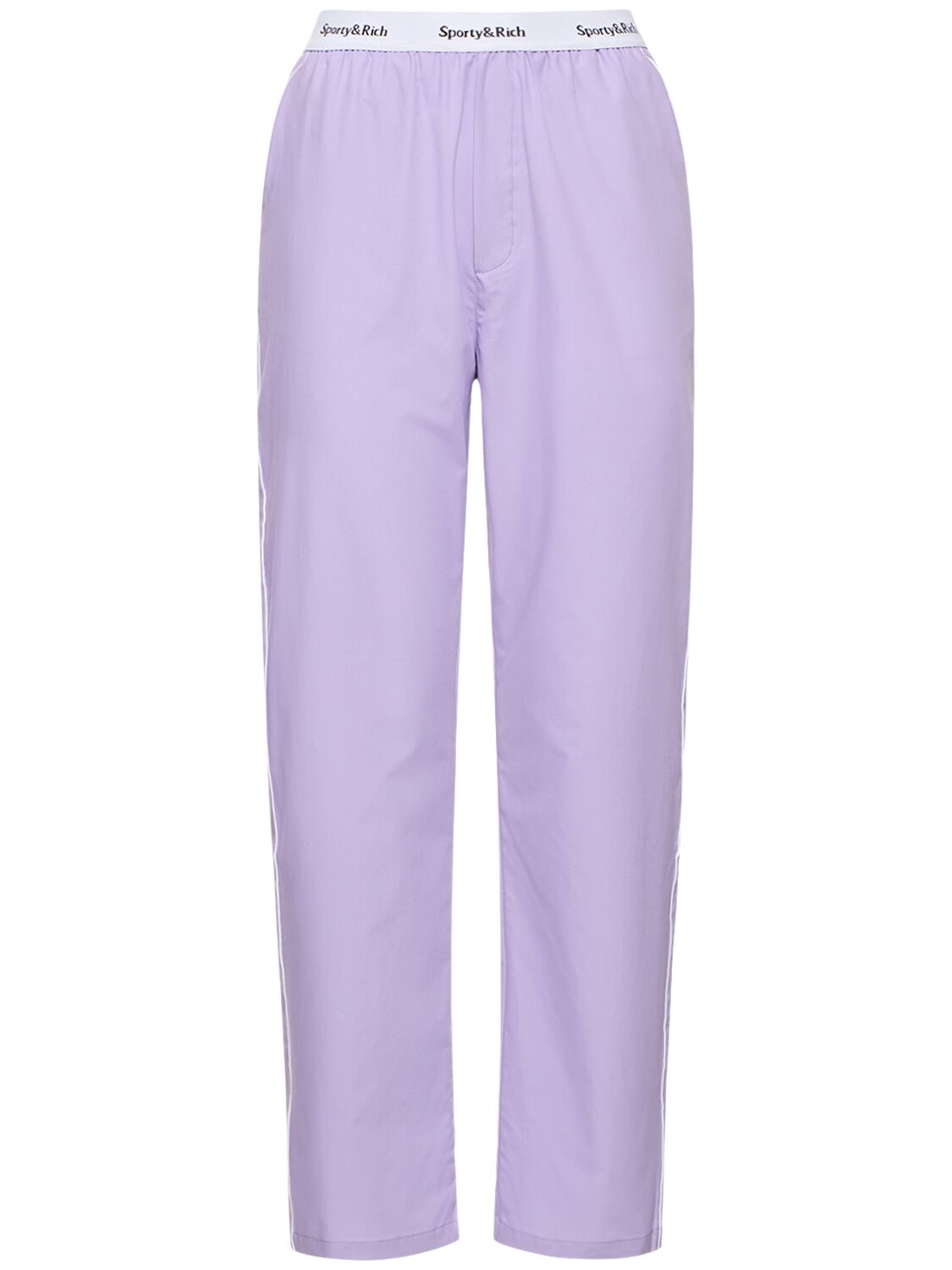 Shop Sporty And Rich Serif Logo Pajama Pants In Purple