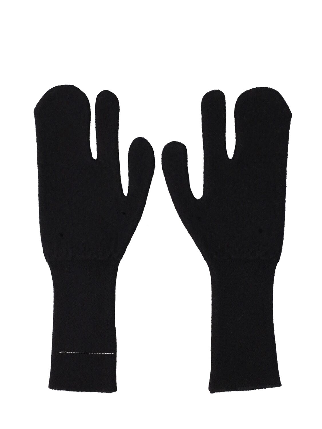 Felted Wool Knit Gloves In Black