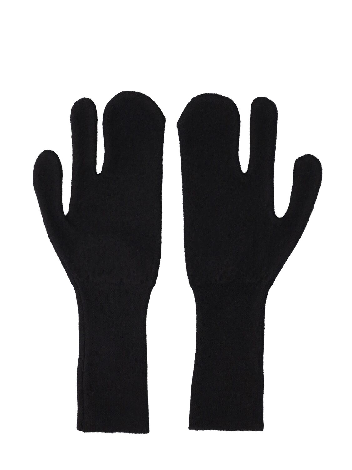 Mm6 Maison Margiela Felted Wool Knit Gloves In Black | ModeSens