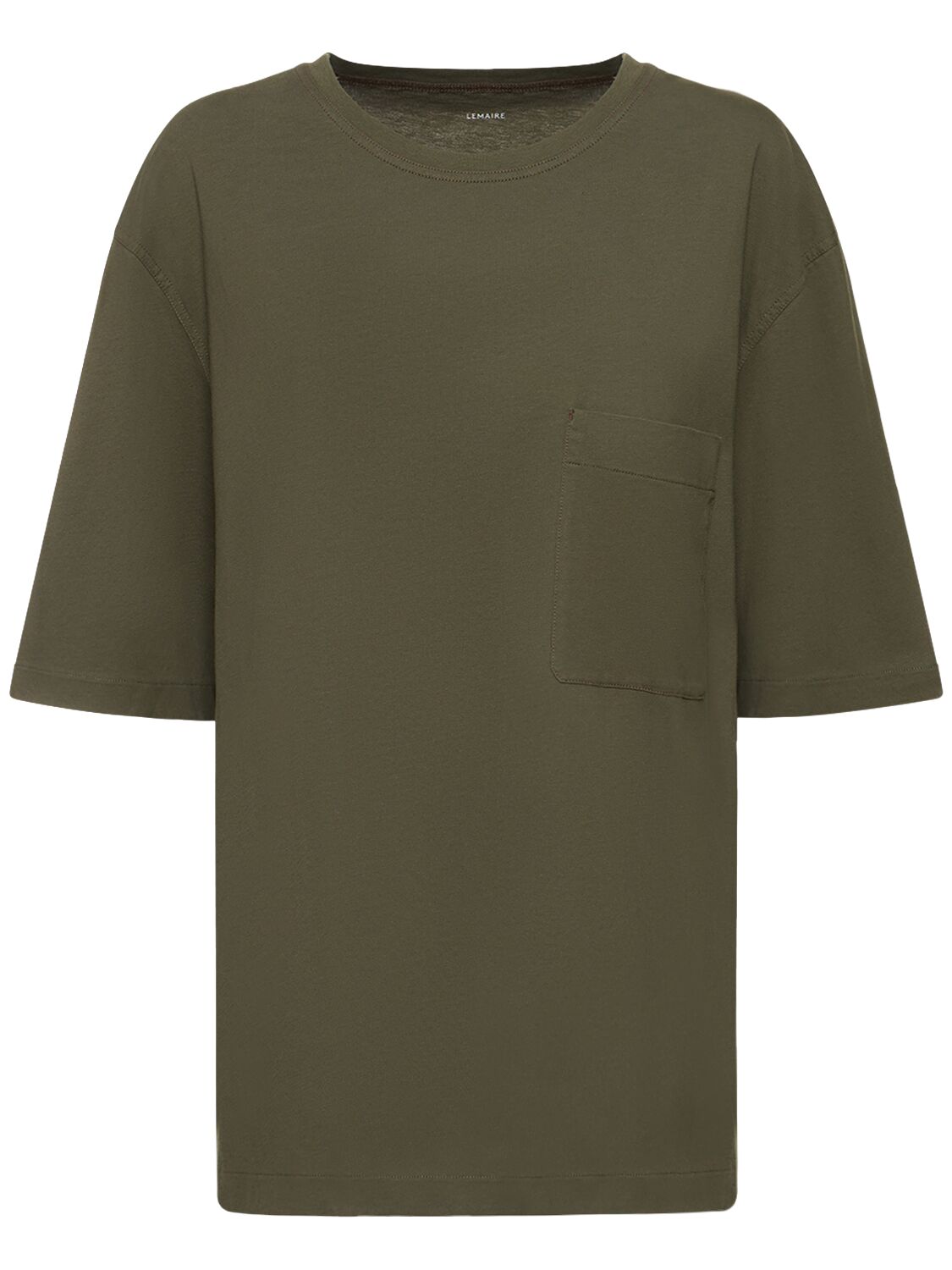 Lemaire Patch Pocket Cotton T-shirt In Green
