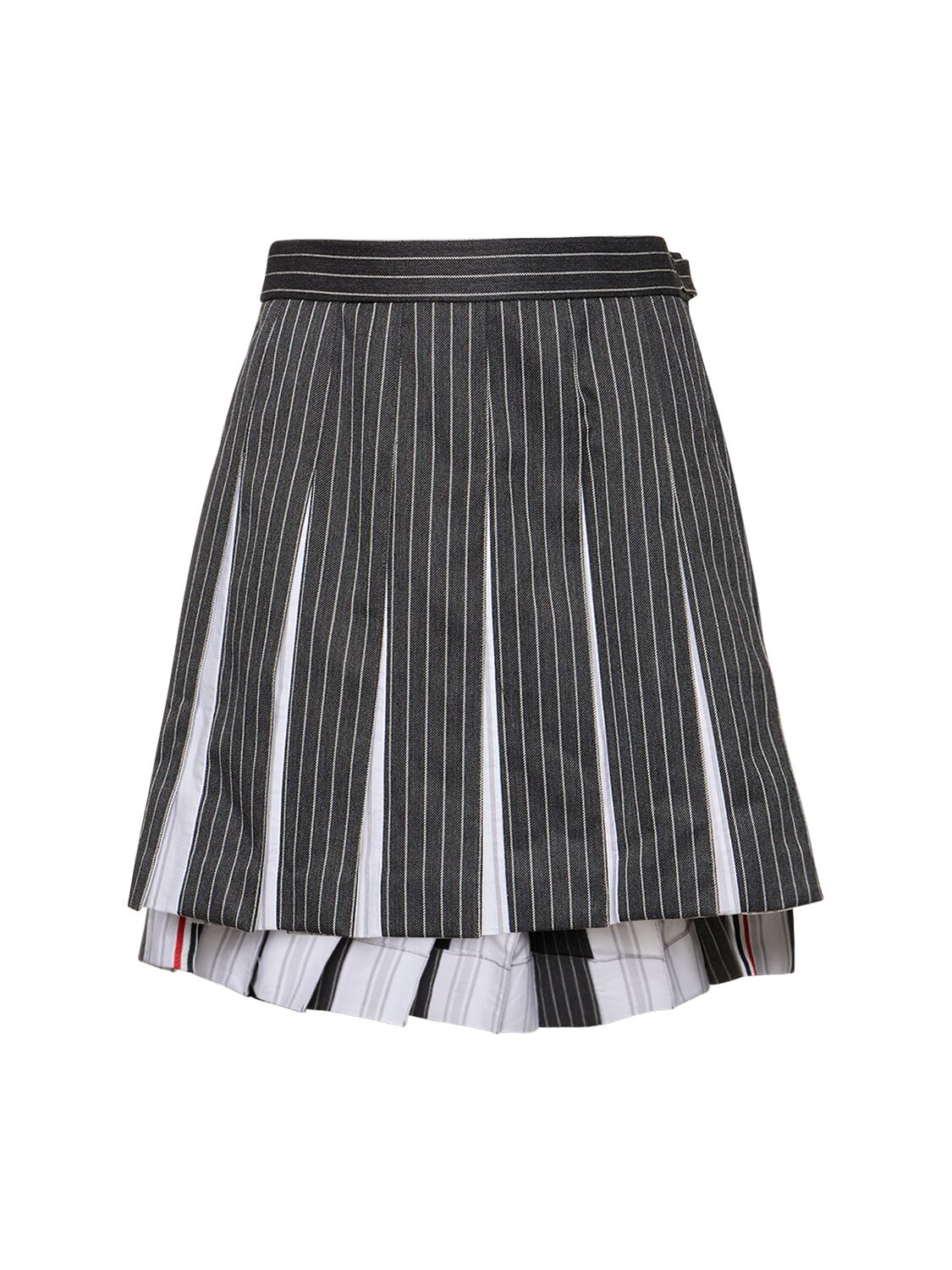 Shop Thom Browne Pleated Wool Twill Mini Skirt In Grey