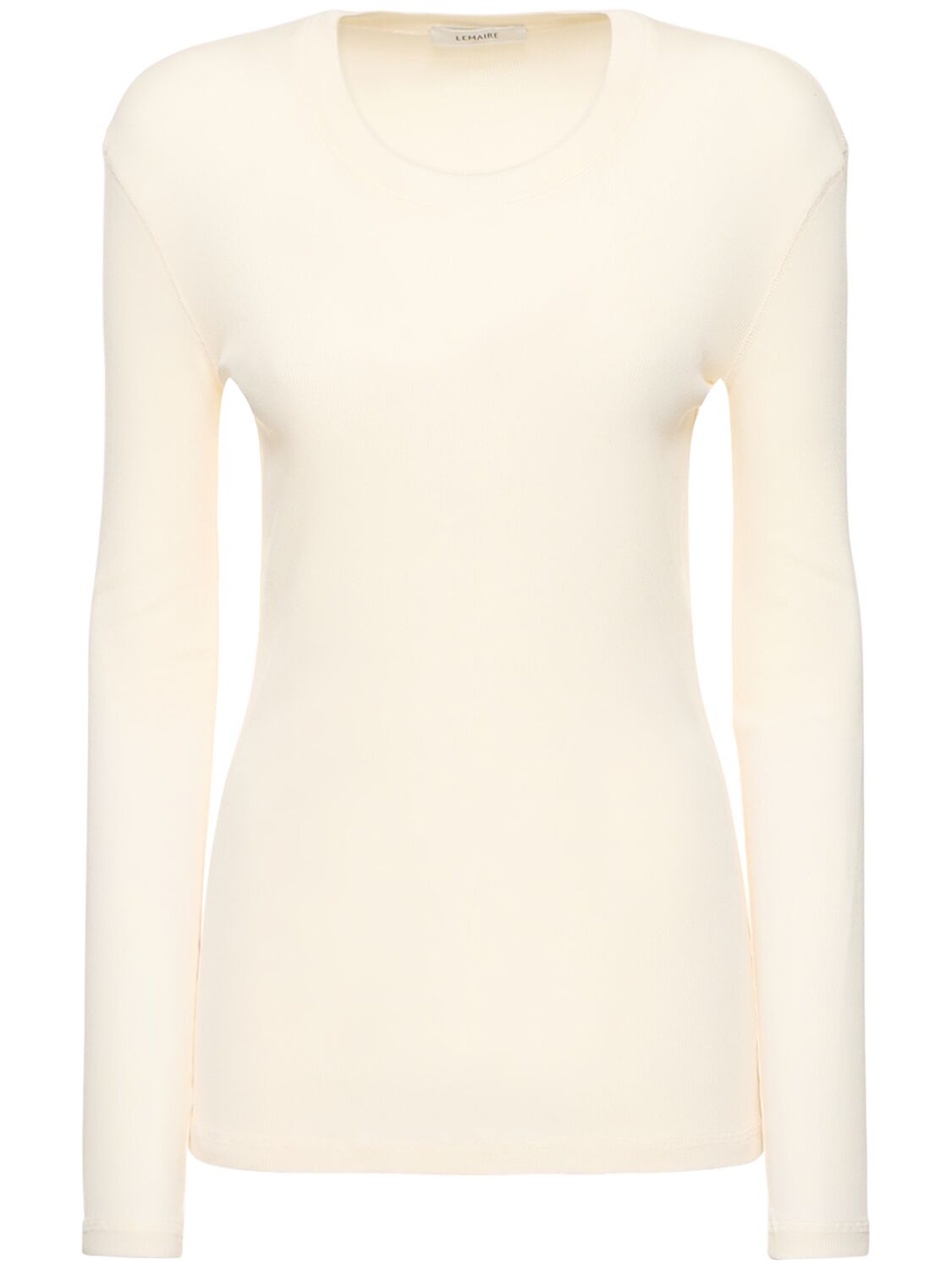 Image of Rib Cotton Long Sleeve T-shirt