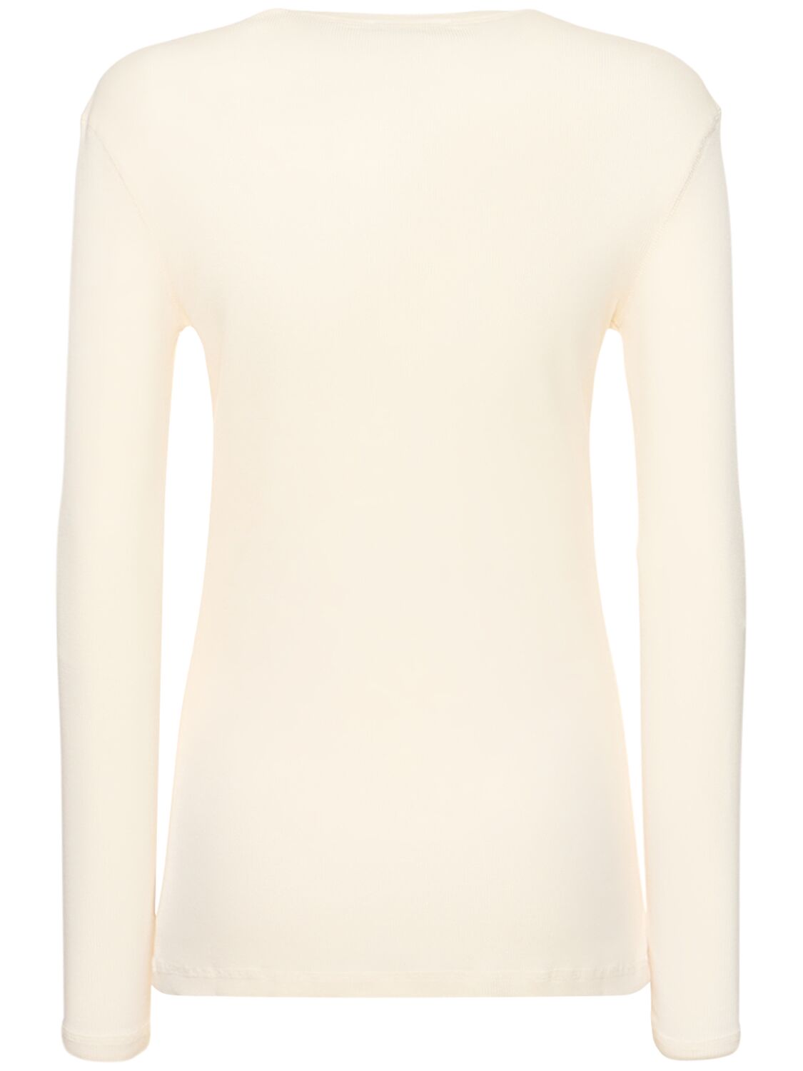 Shop Lemaire Rib Cotton Long Sleeve T-shirt In White