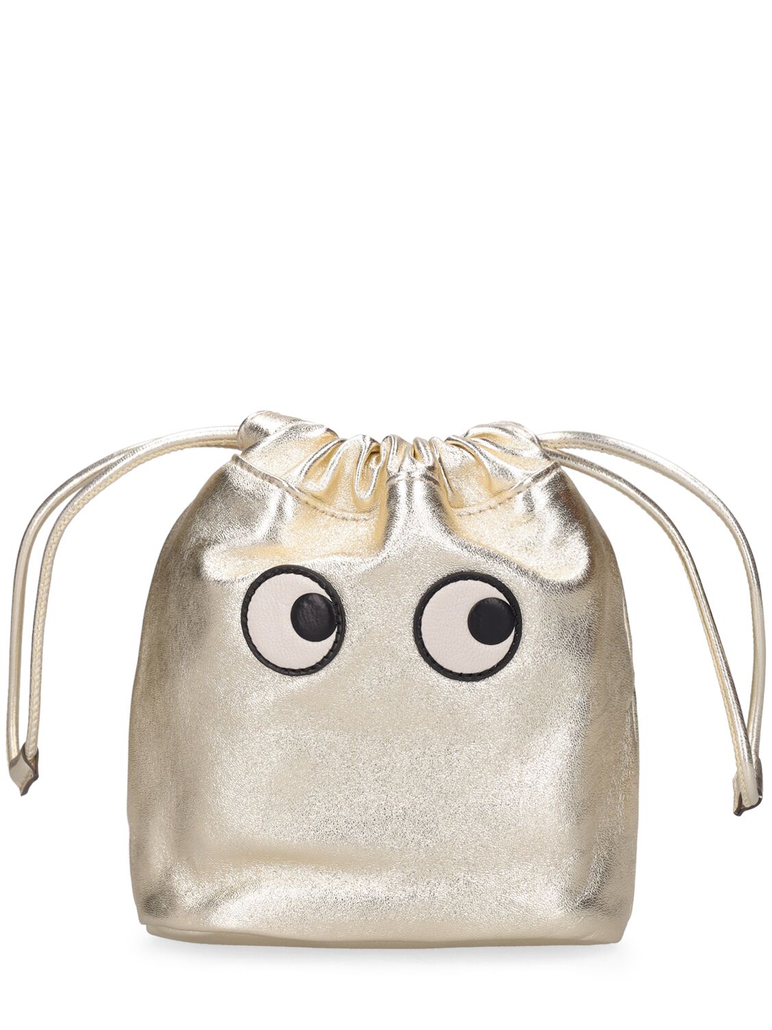 Image of Drawstring Eyes Metallic Leather Pouch