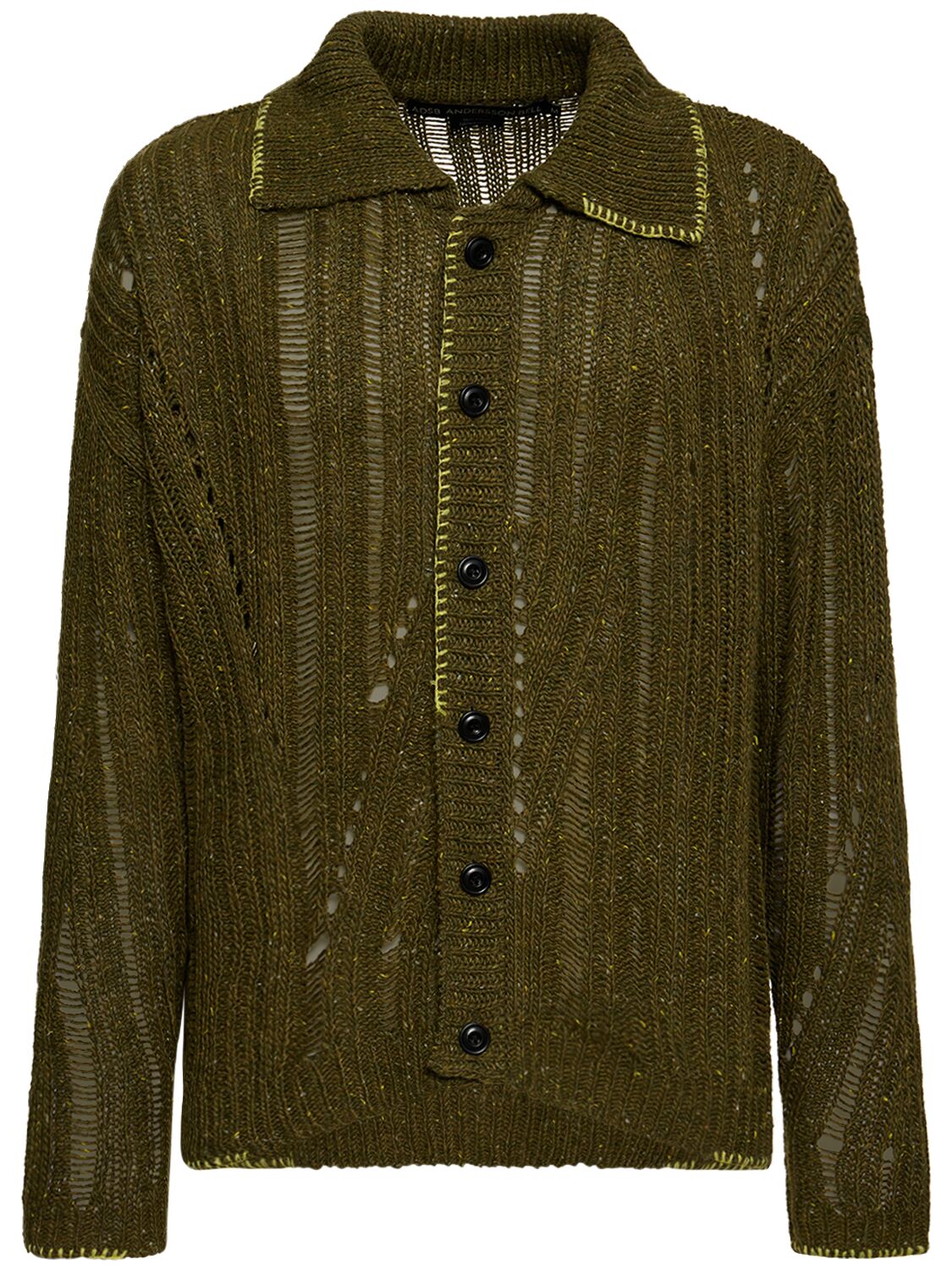 Shop Andersson Bell Nep Wool Cardigan In Khaki