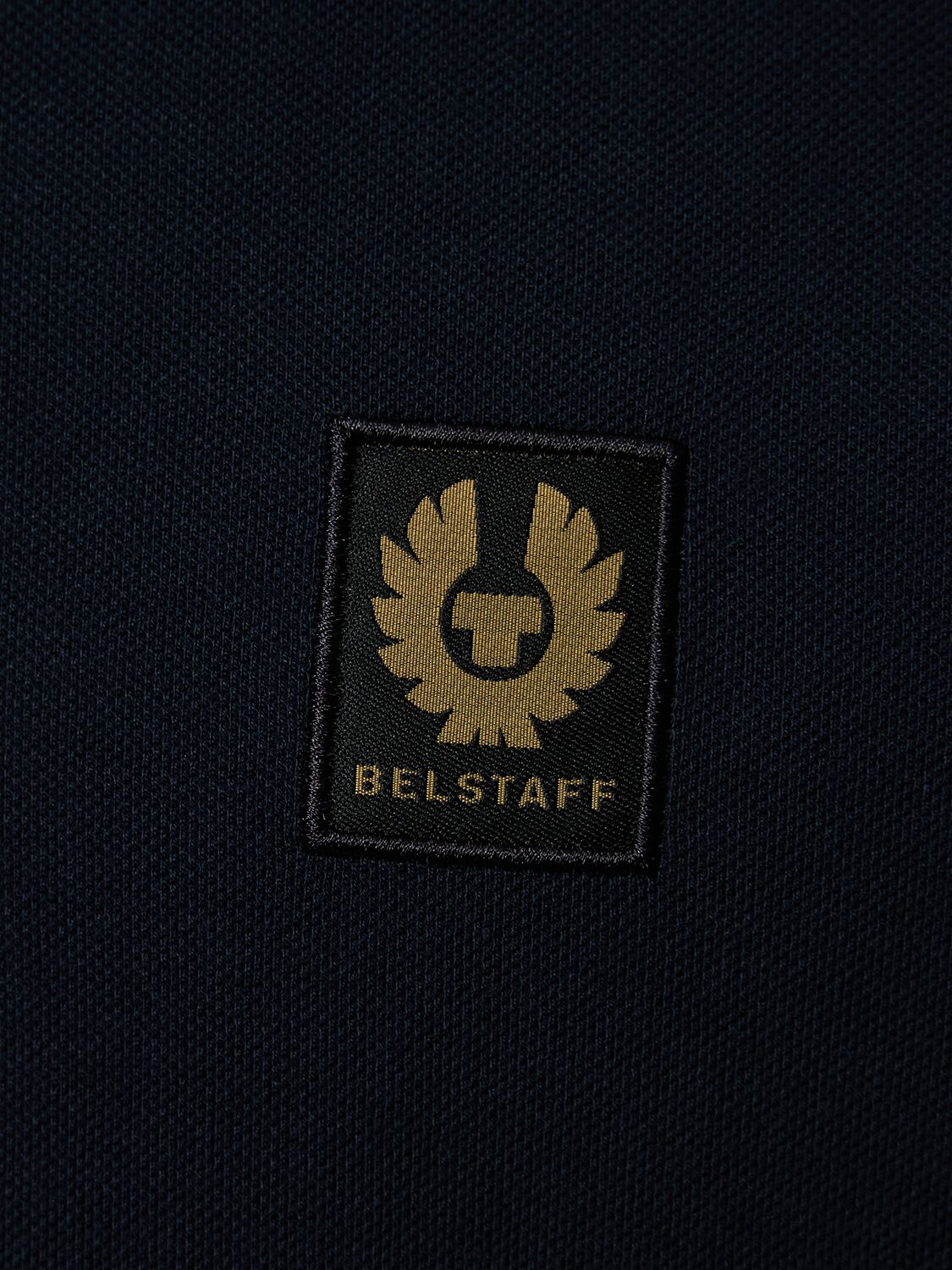 Shop Belstaff Logo Cotton Piquet Polo In Black