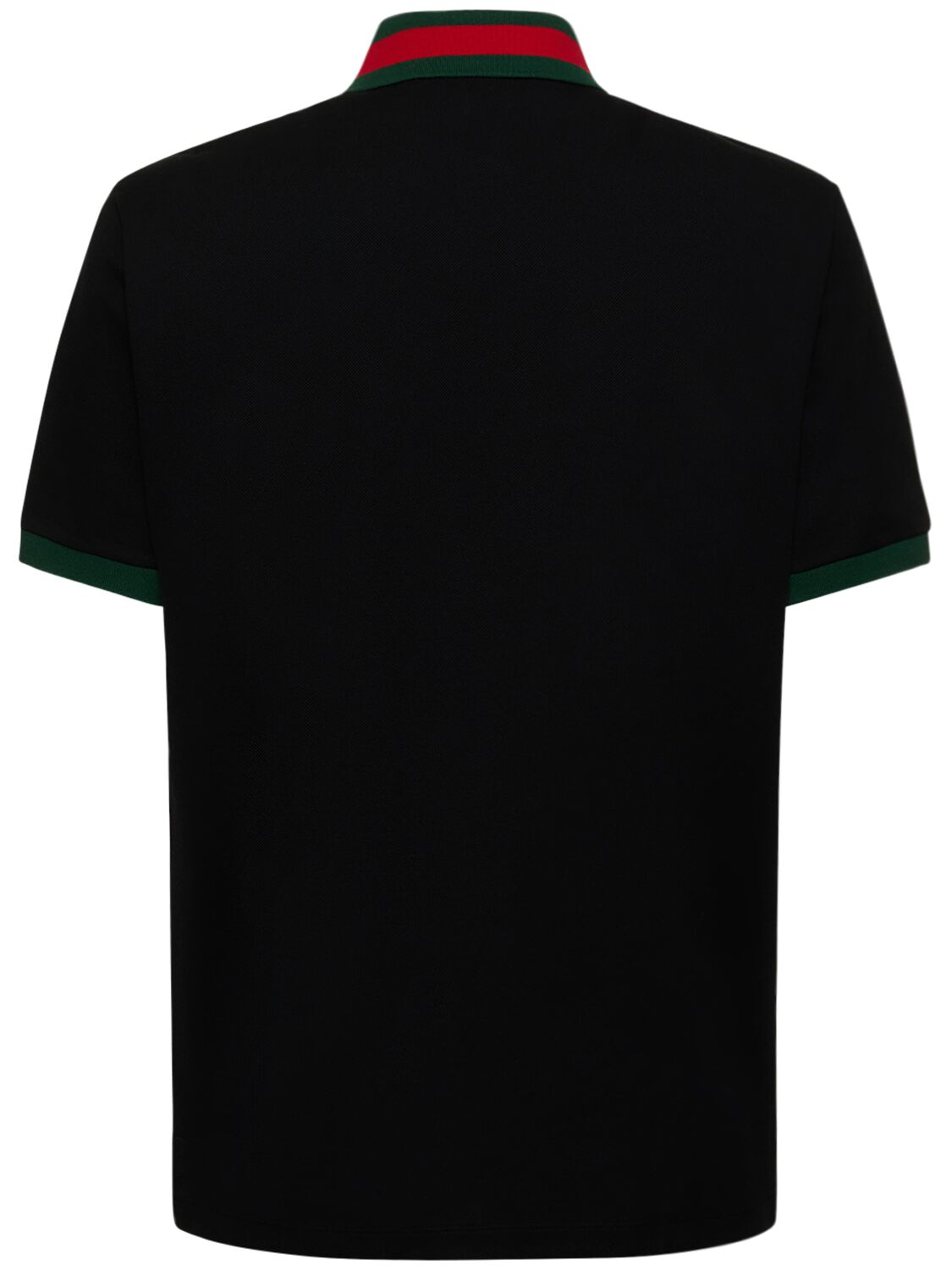 Shop Gucci Stretch Cotton Blend Polo Shirt W/ Web In 블랙