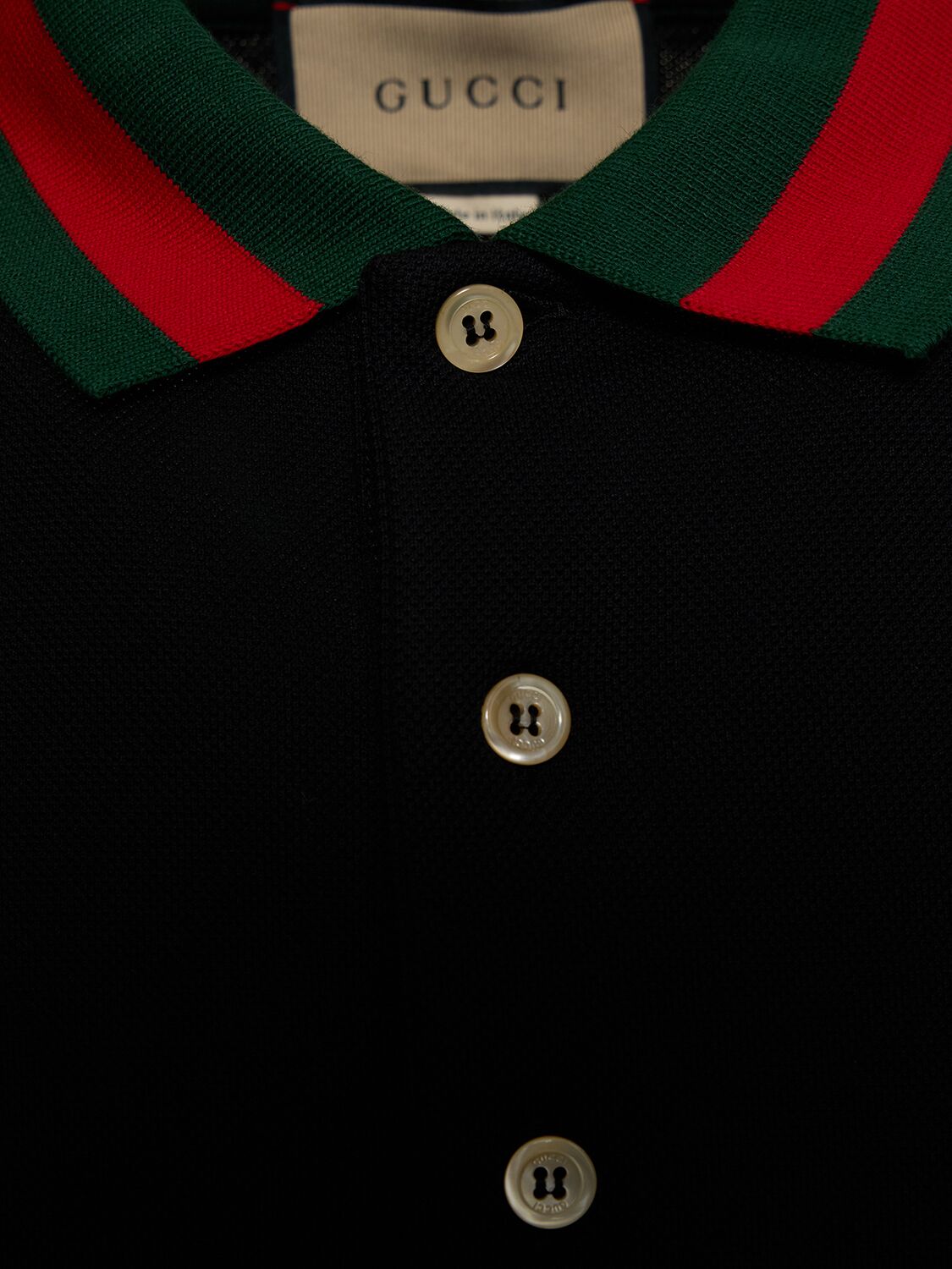 Shop Gucci Stretch Cotton Blend Polo Shirt W/ Web In 블랙