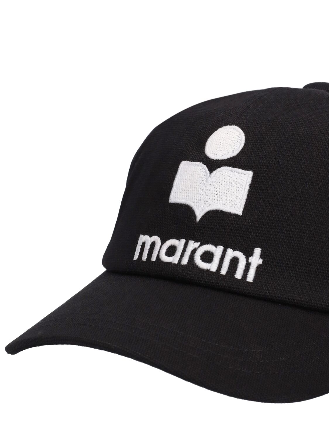 Shop Isabel Marant Embroidered Logo Cotton Baseball Cap In Black,ecru