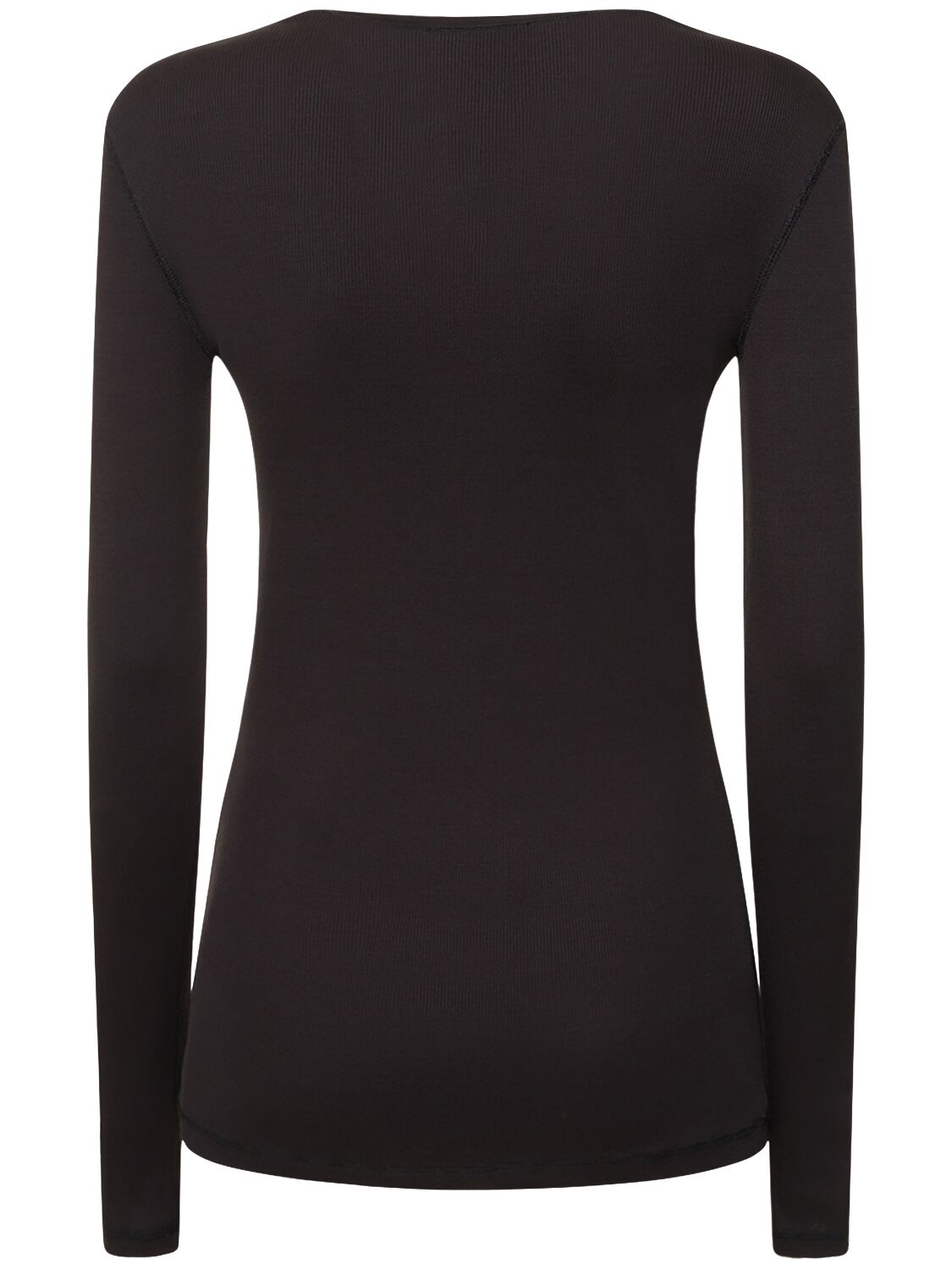 Shop Lemaire Rib Cotton Long Sleeve T-shirt In Black