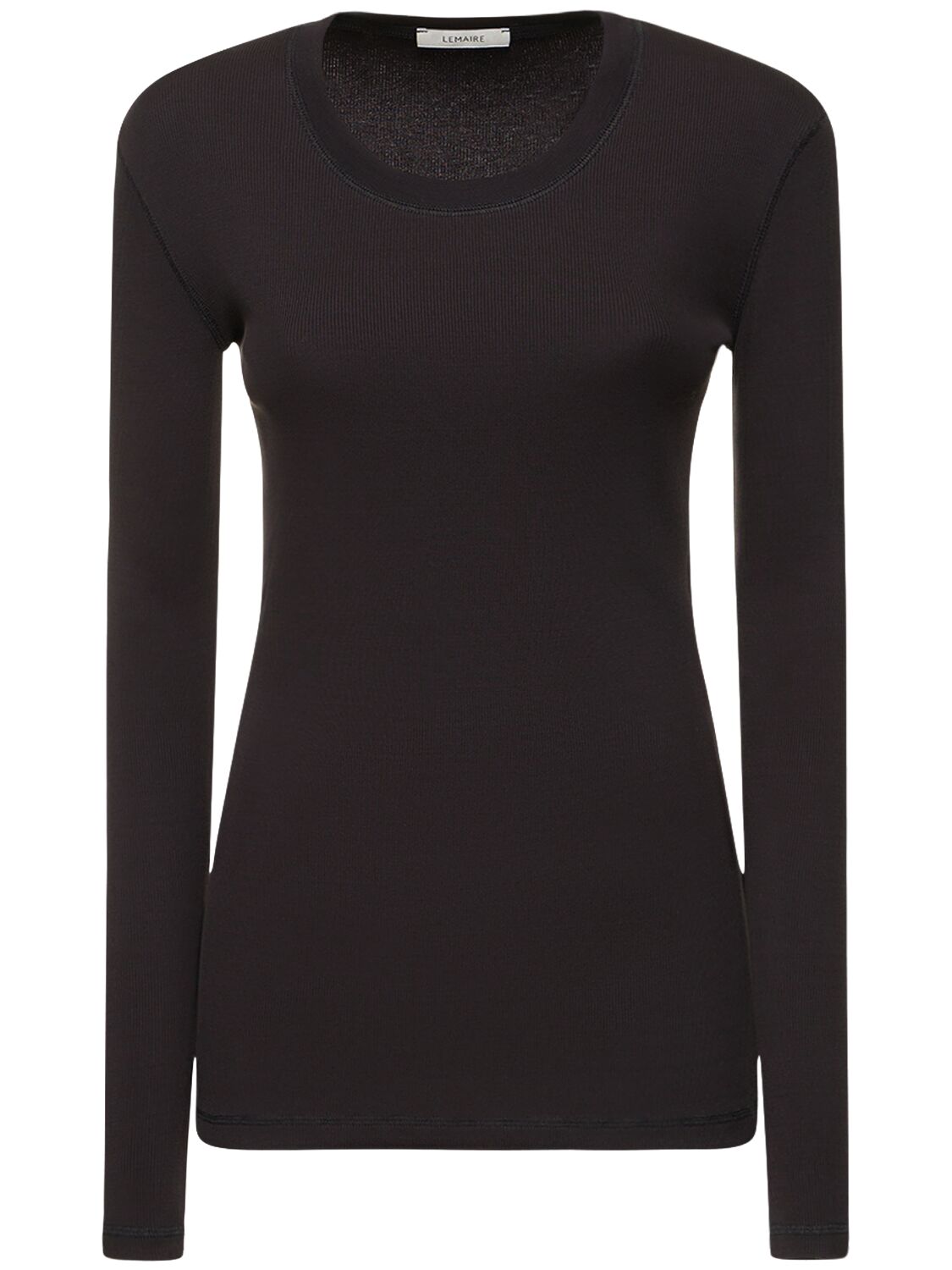 Lemaire Rib Cotton Long Sleeve T-shirt In Black