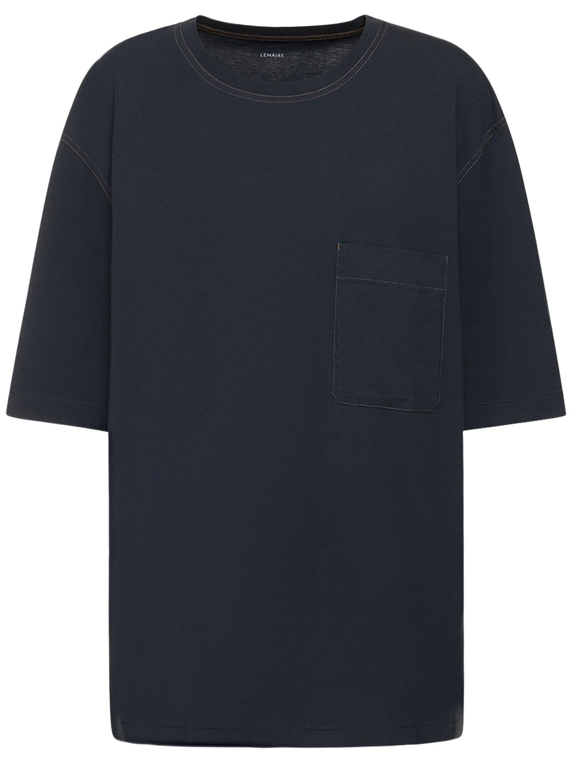 Lemaire Patch Pocket Cotton T-shirt In Midnight Blue