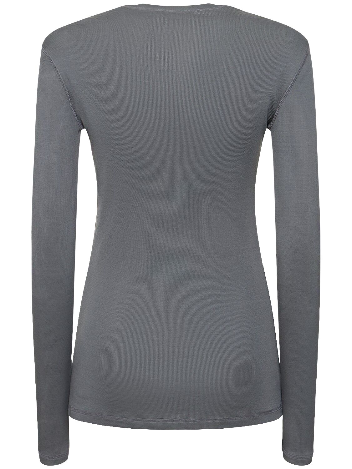 Shop Lemaire Rib Cotton Long Sleeve T-shirt In Storm Grey