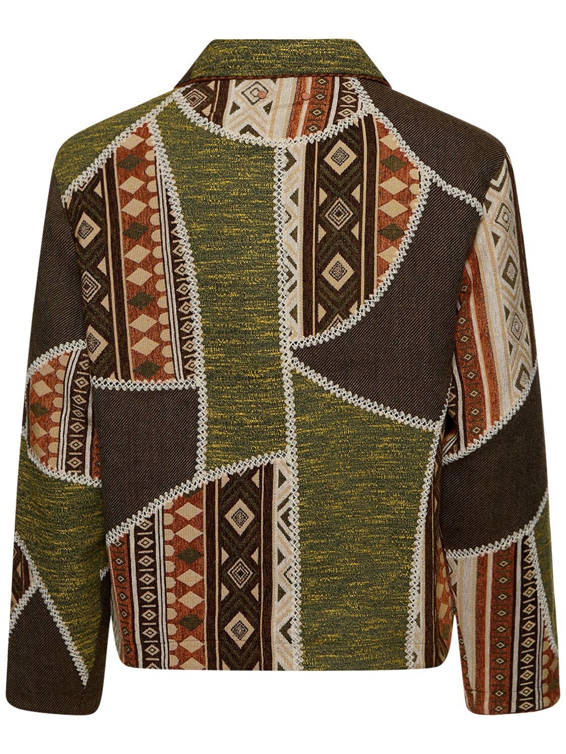 Shop Andersson Bell Unisex Jacquard Patchwork Jacket In Beige,green