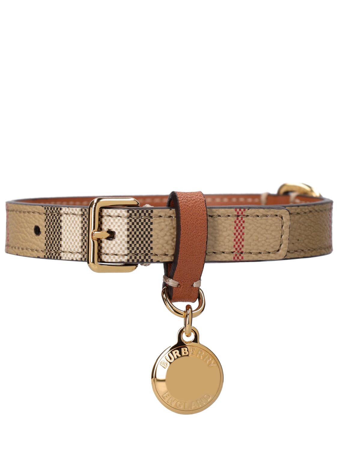 Burberry Check Printed Dog Collar In Vcheck,brown