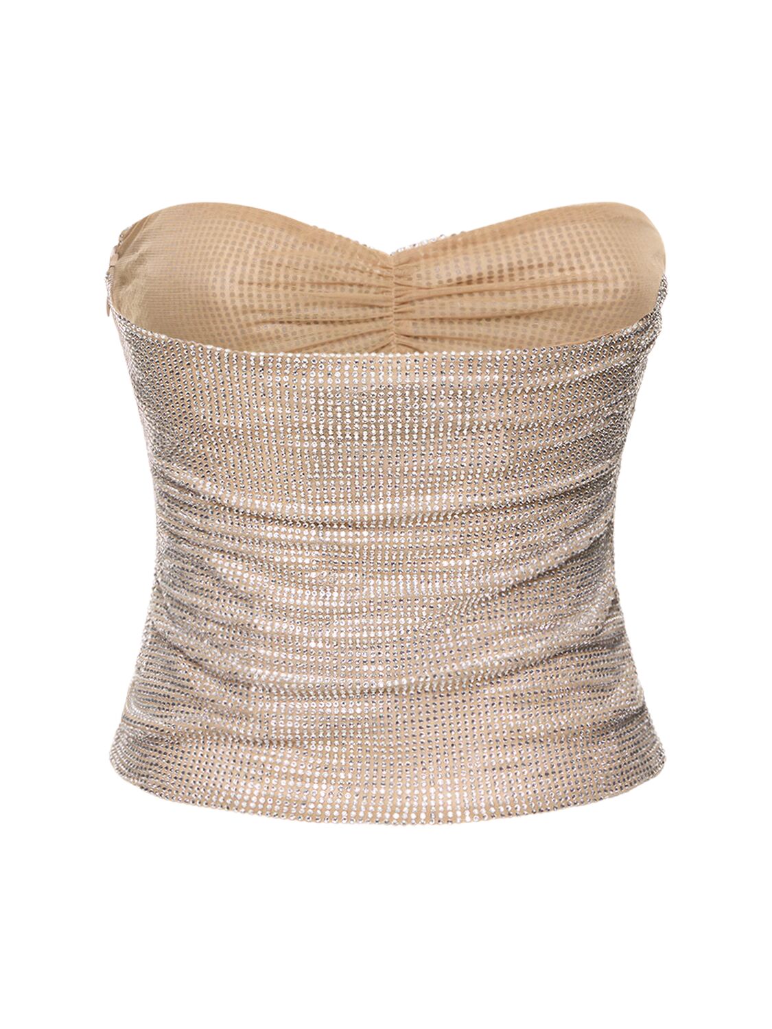 GIUSEPPE DI MORABITO EMBELLISHED STRAPLESS CROP TOP 