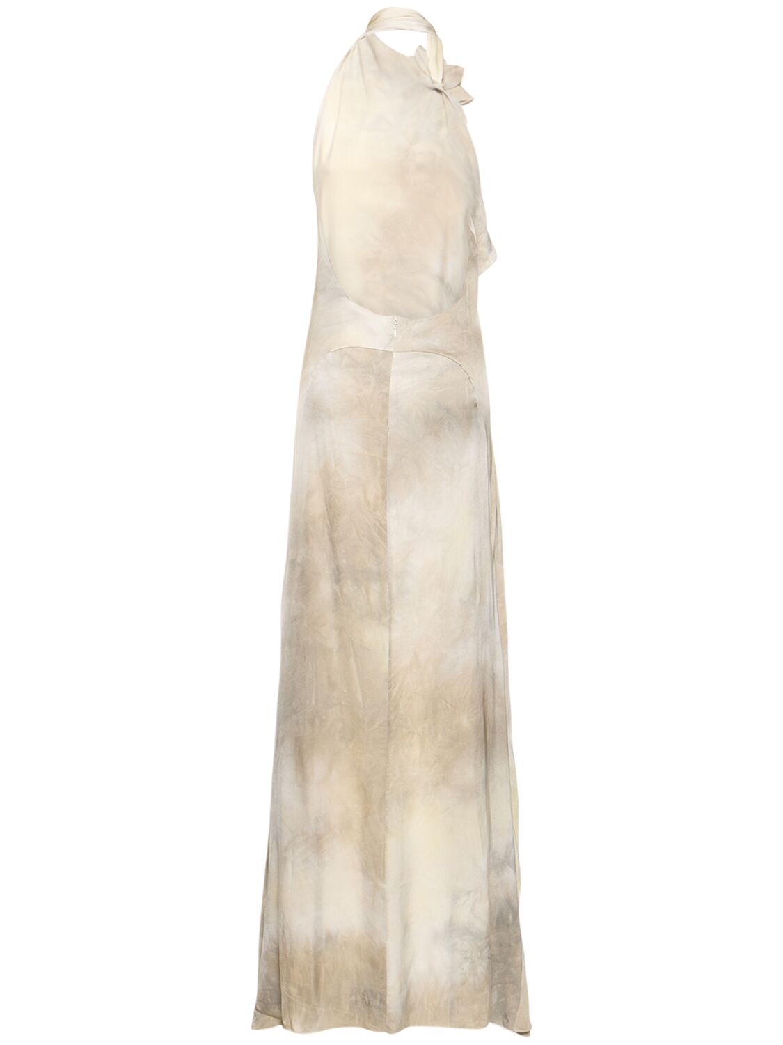 Shop Coperni Asymmetric Satin Gown W/ Rose Appliqué In White