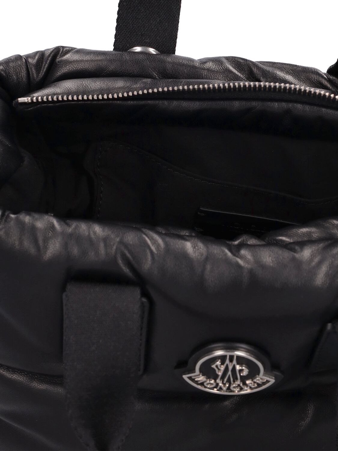 Shop Moncler Mini Caradoc Quilted Leather Bag In Black