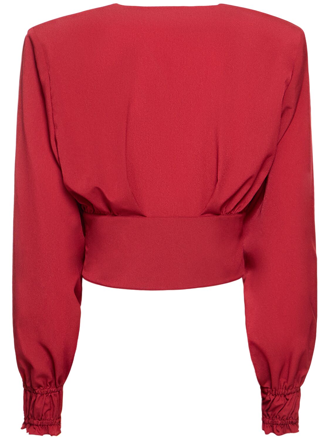 Shop Alexandre Vauthier Gathered Crepe Crop Top In Dark Red