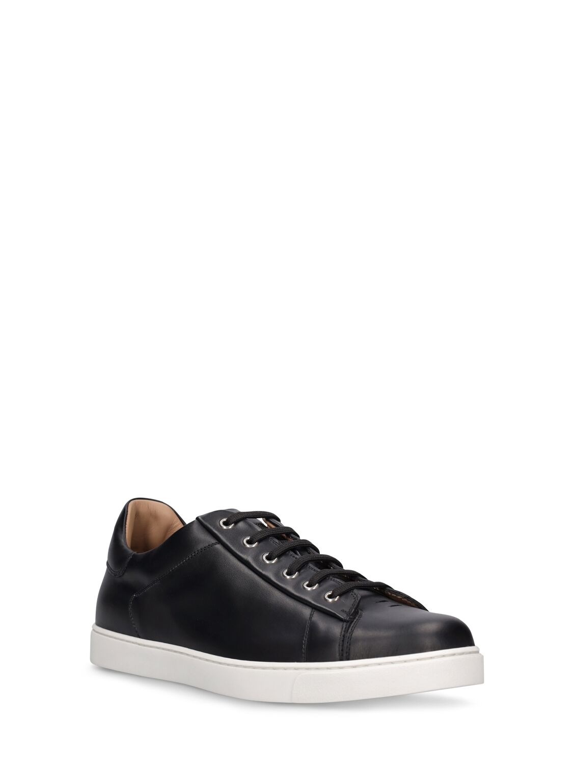 Shop Gianvito Rossi Low Top Leather Sneakers In Black