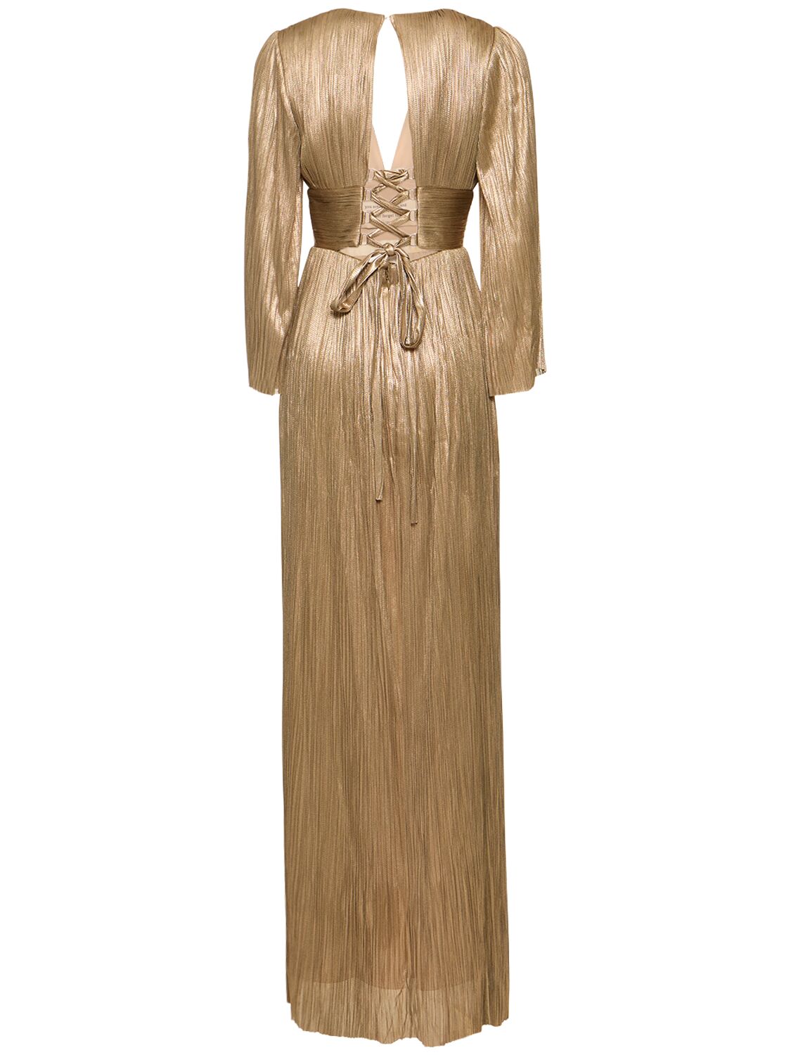 Shop Maria Lucia Hohan Pandora Silk Tulle Long Dress In Gold