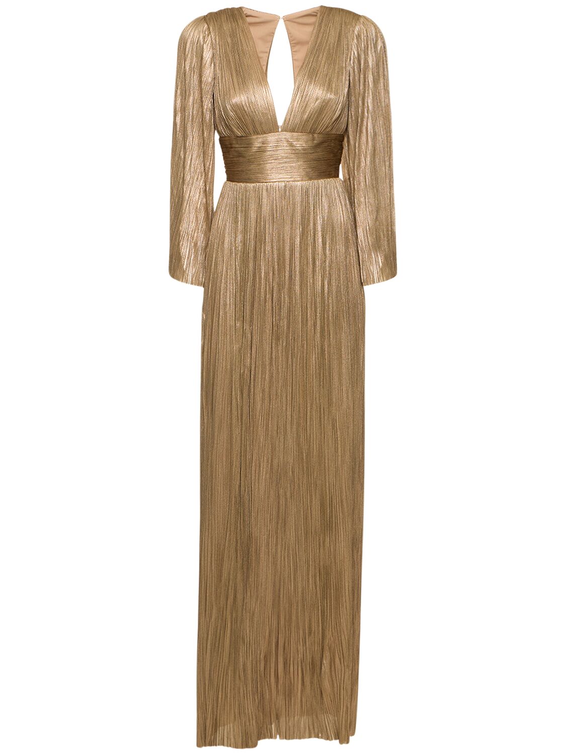 Maria Lucia Hohan Pandora Silk Tulle Long Dress In Gold