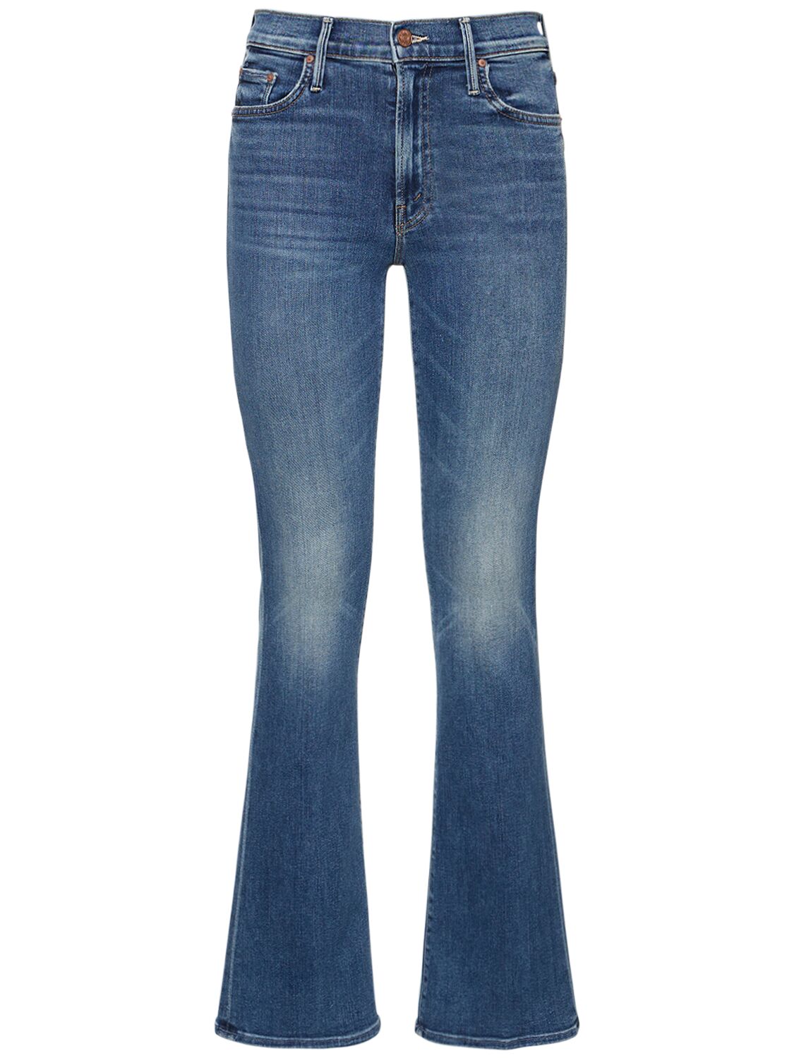 Mother The Outsider Sneak Mid Rise Cotton Jeans In Blue