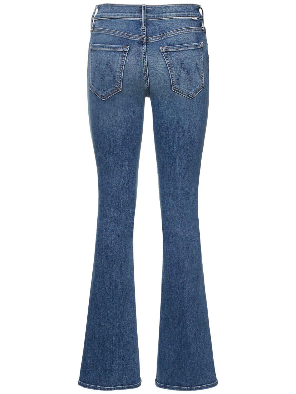 Shop Mother The Outsider Sneak Mid Rise Cotton Jeans In Blue