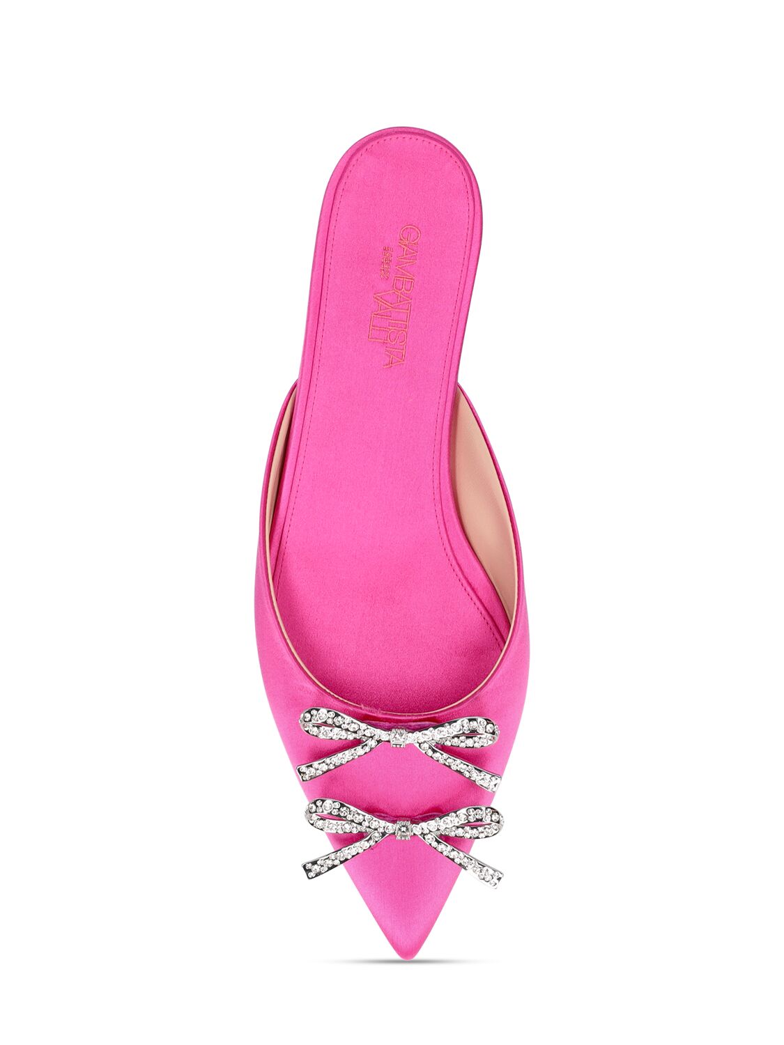 Shop Giambattista Valli 5mm Satin Flat Mules In Fuchsia