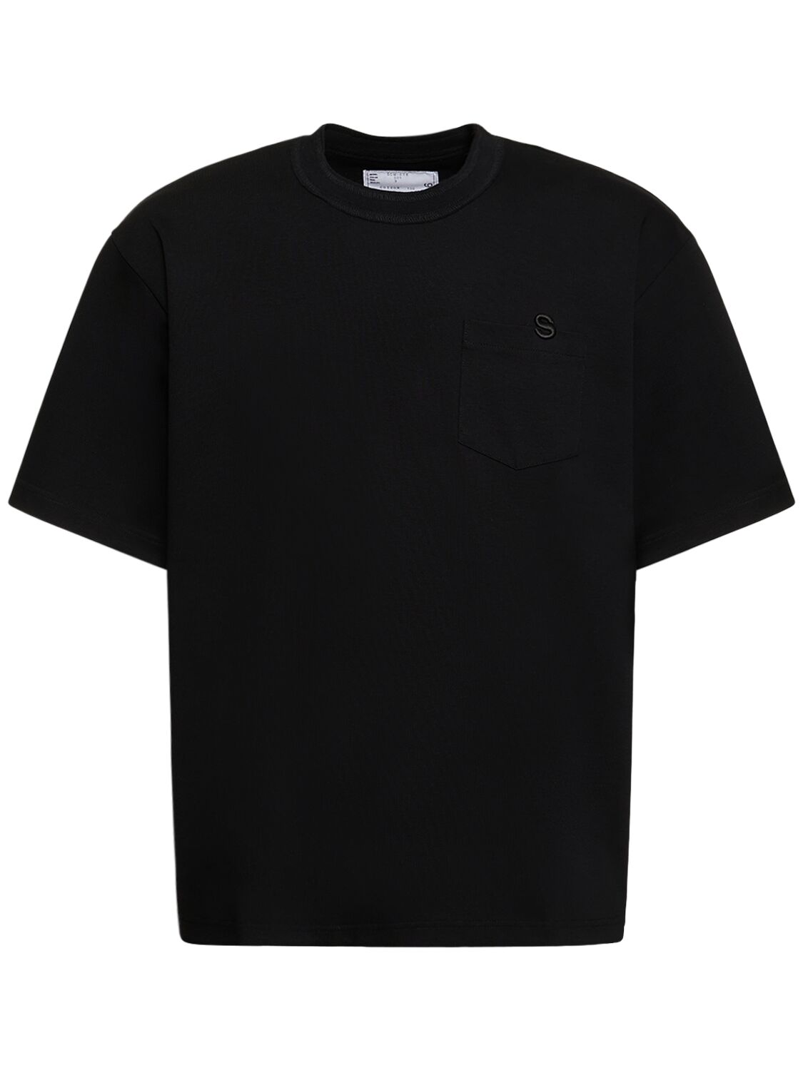 Sacai Nylon Twill X Cotton Jersey T-shirt In Black